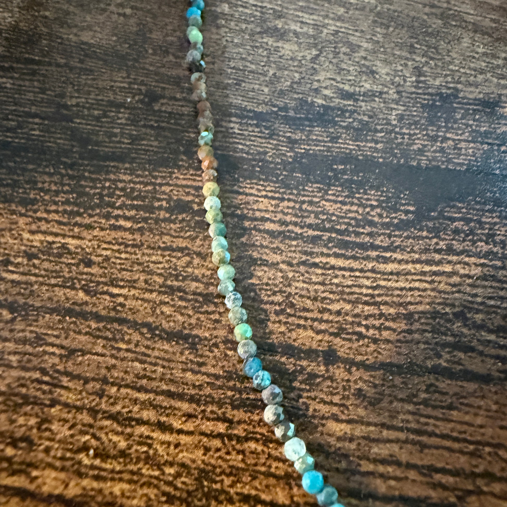 Kingman Turquoise Seed Bead Necklace 16 Inch Handmade Jewelry Wild West Boho