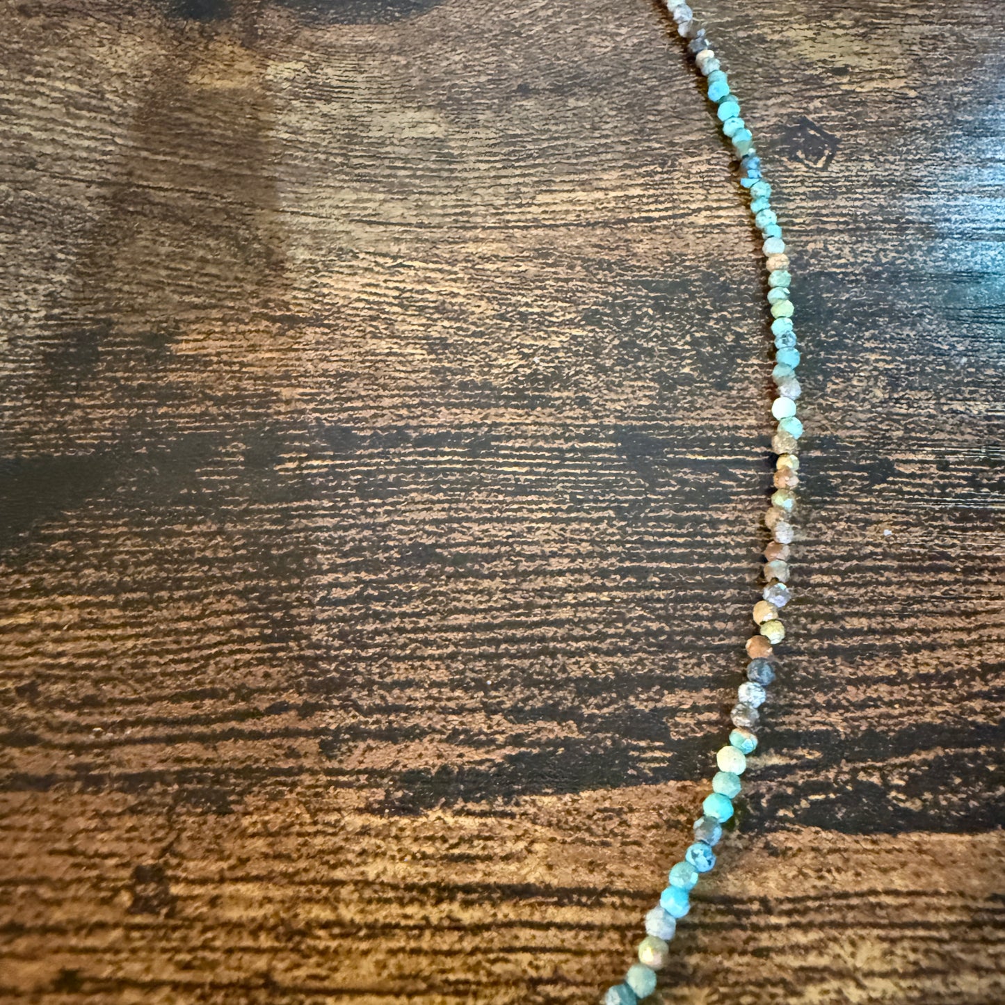 Kingman Turquoise Seed Bead Necklace 16 Inch Handmade Jewelry Wild West Boho