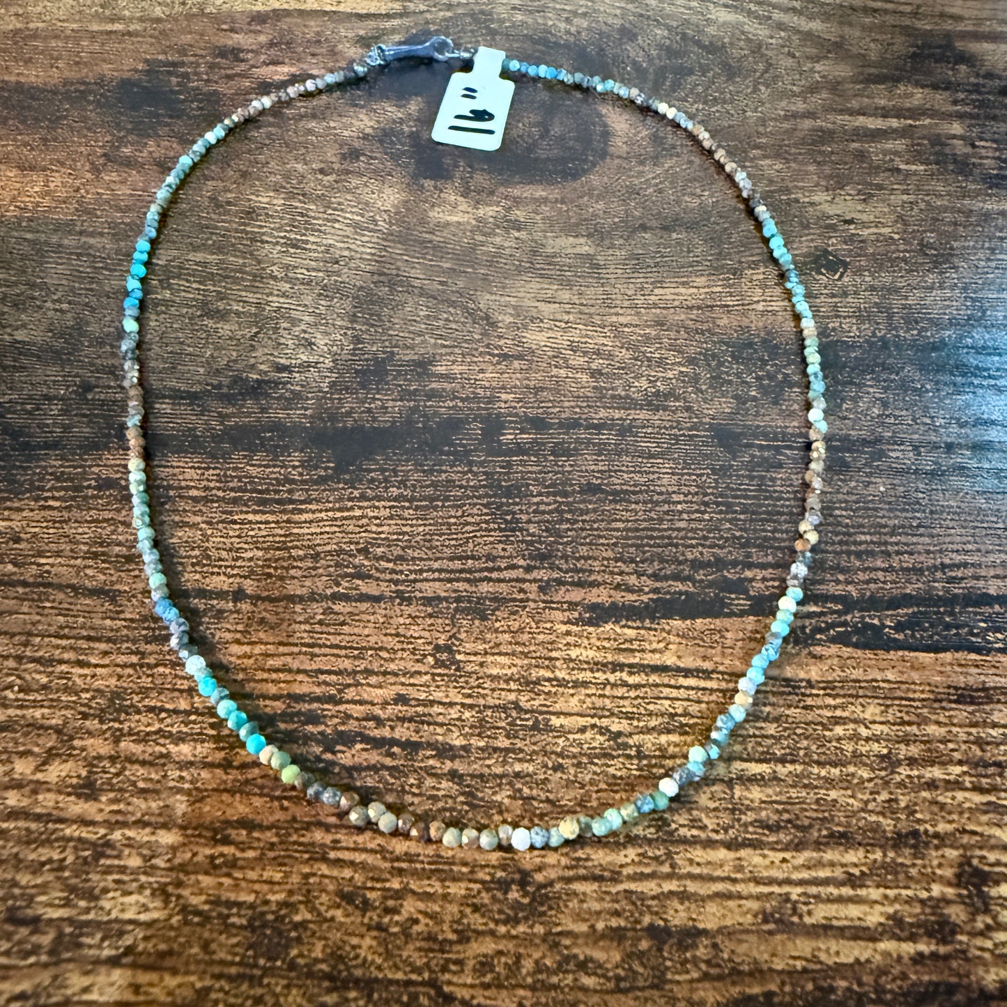 Kingman Turquoise Seed Bead Necklace 16 Inch Handmade Jewelry Wild West Boho