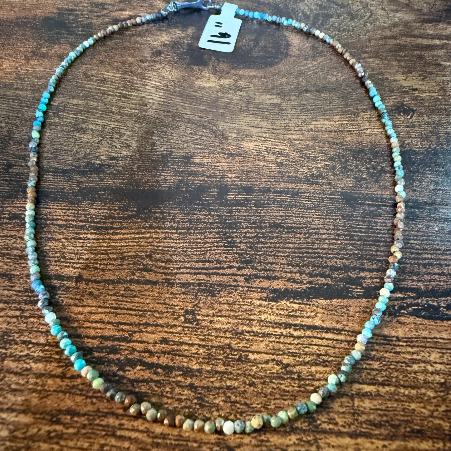 Kingman Turquoise Seed Bead Necklace 16 Inch Handmade Jewelry Wild West Boho