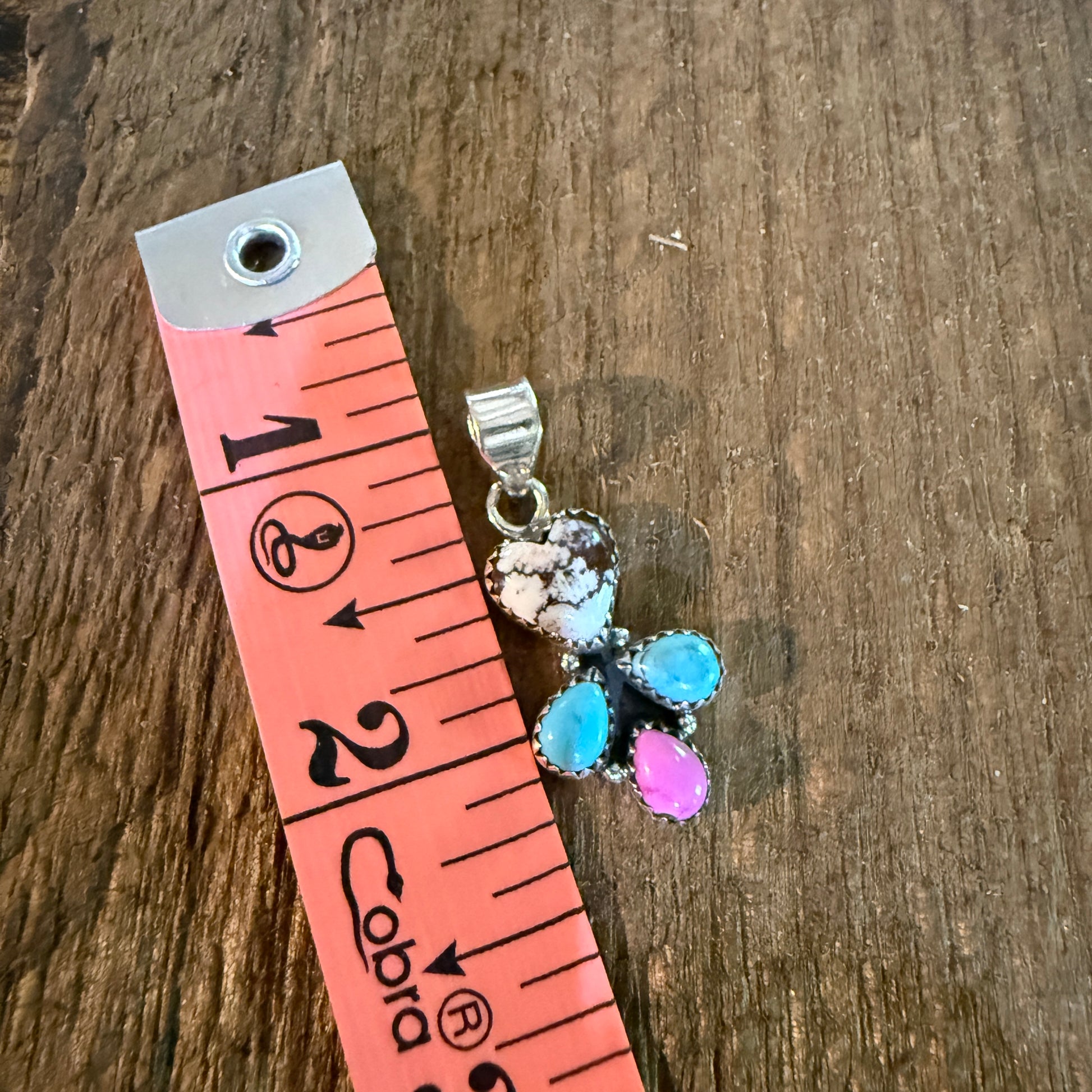Wild Horse Kingman Turquoise And Cotton Candy Dahlia Pendant Sterling Silver Wild West Boho