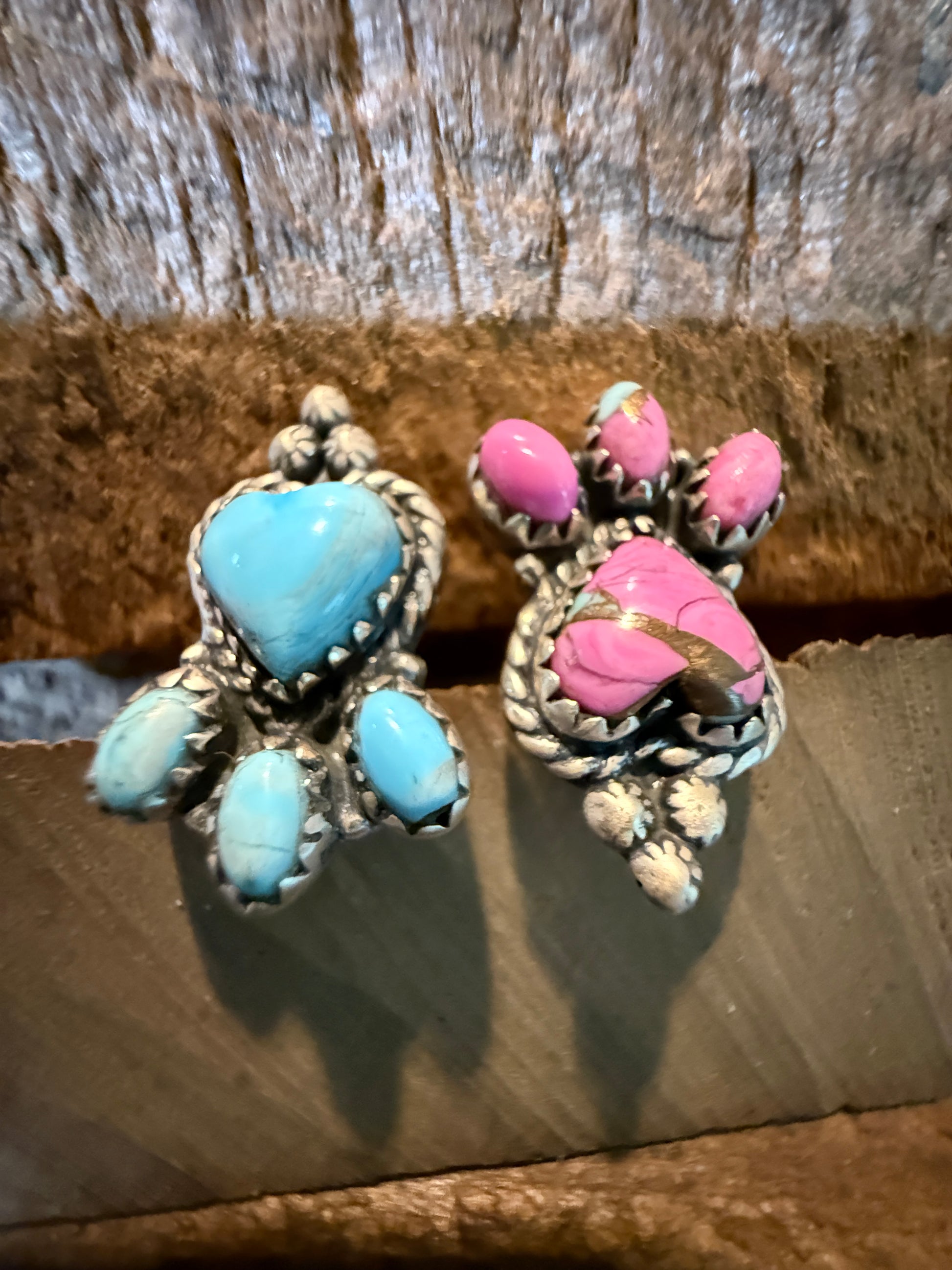 Cotton Candy Dahlia Turquoise Gemstone Adjustable Ring Sterling Silver Wild West Boho