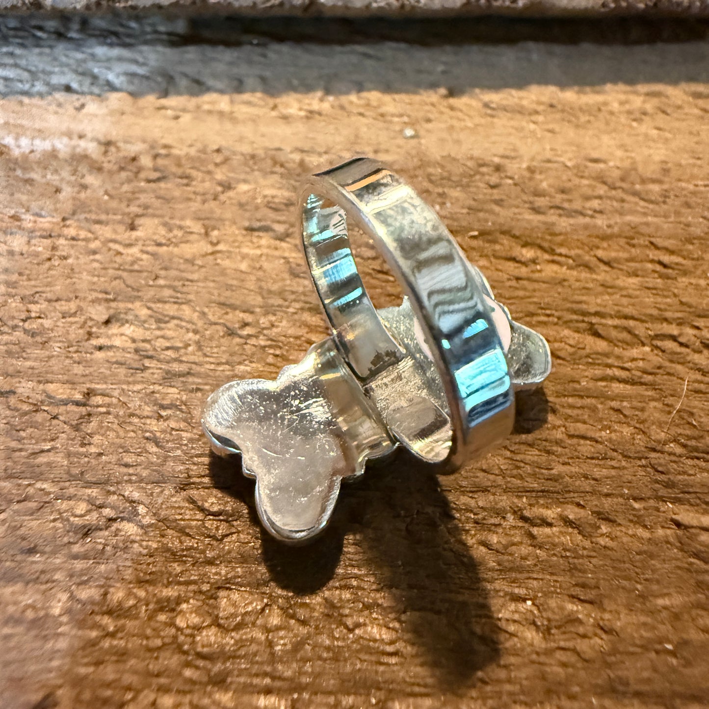 Cotton Candy White Buffalo Dahlia Turquoise Adjustable Ring Sterling Silver Wild West Boho