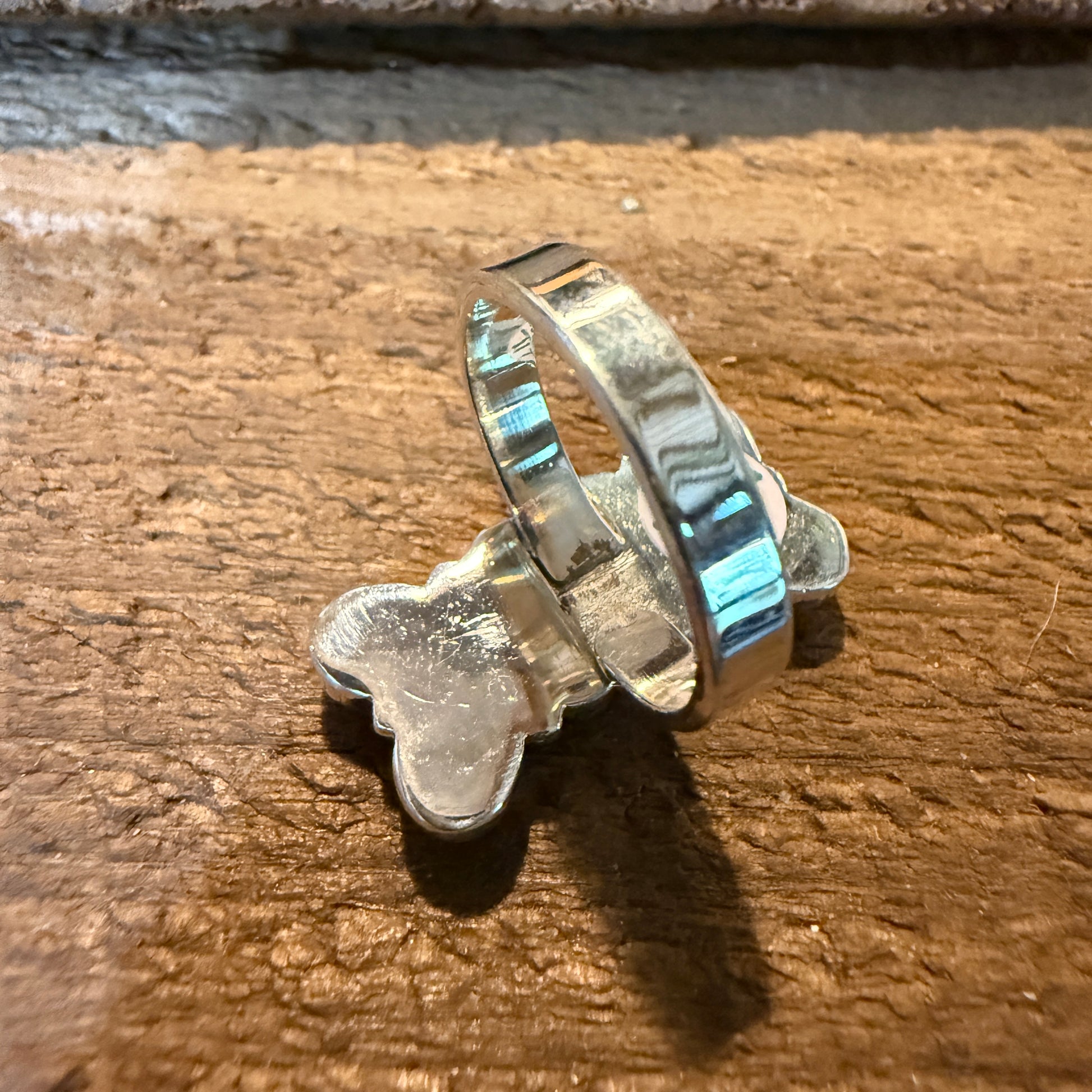 Cotton Candy White Buffalo Dahlia Turquoise Adjustable Ring Sterling Silver Wild West Boho