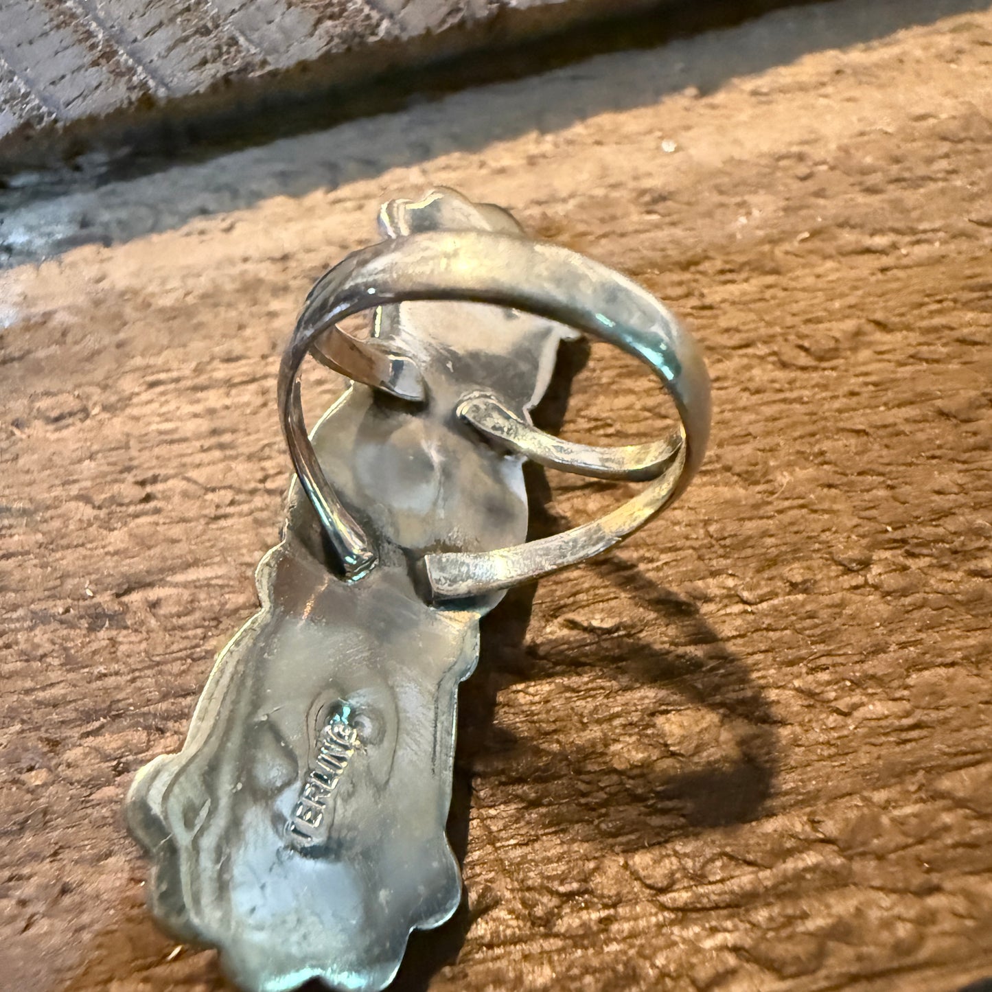 Pilot Mountain Turquoise Gemstone Sterling Silver Statement Ring Size 7.5 Wild West Boho