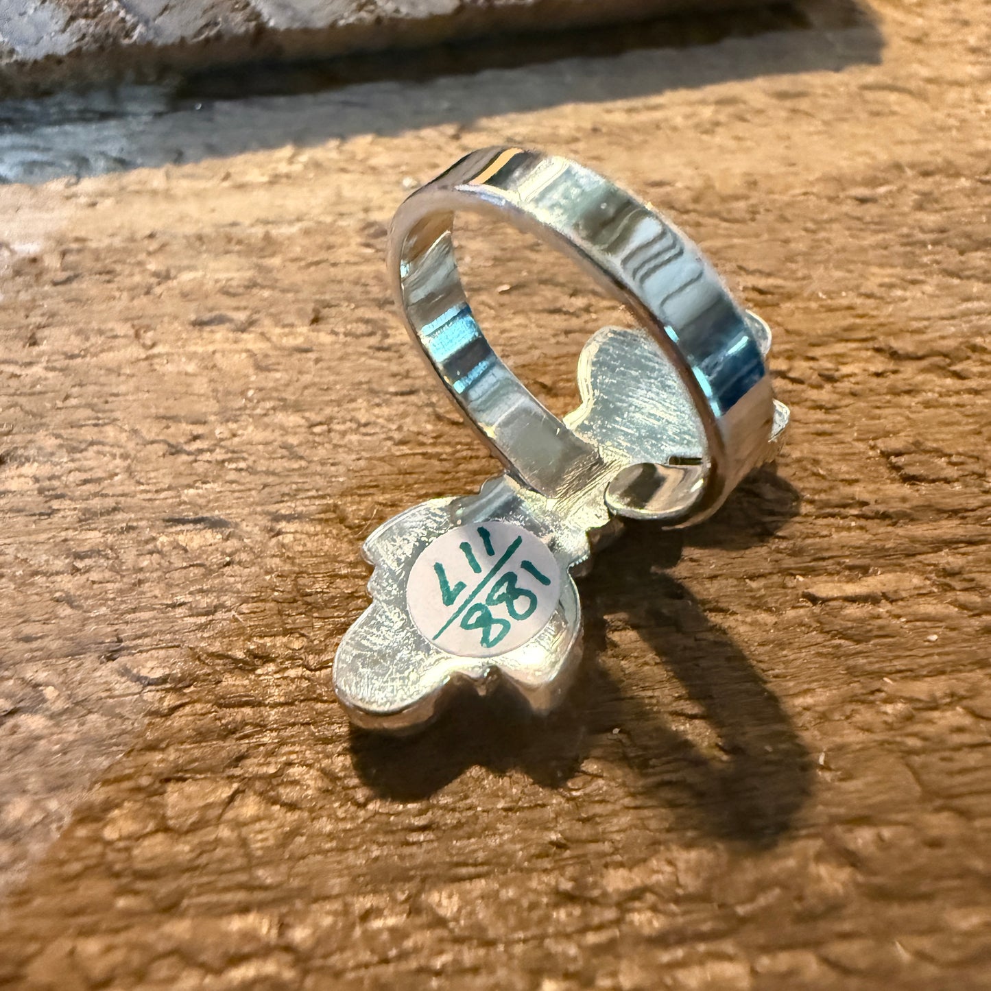 Cotton Candy Turquoise Dahlia Gemstone Statement Adjustable Sterling Silver Ring Wild West Boho