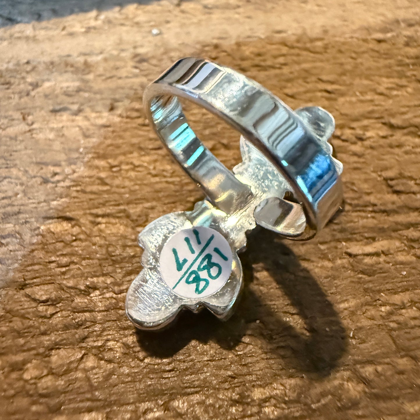 Cotton Candy Turquoise Dahlia Gemstone Statement Adjustable Sterling Silver Ring Wild West Boho