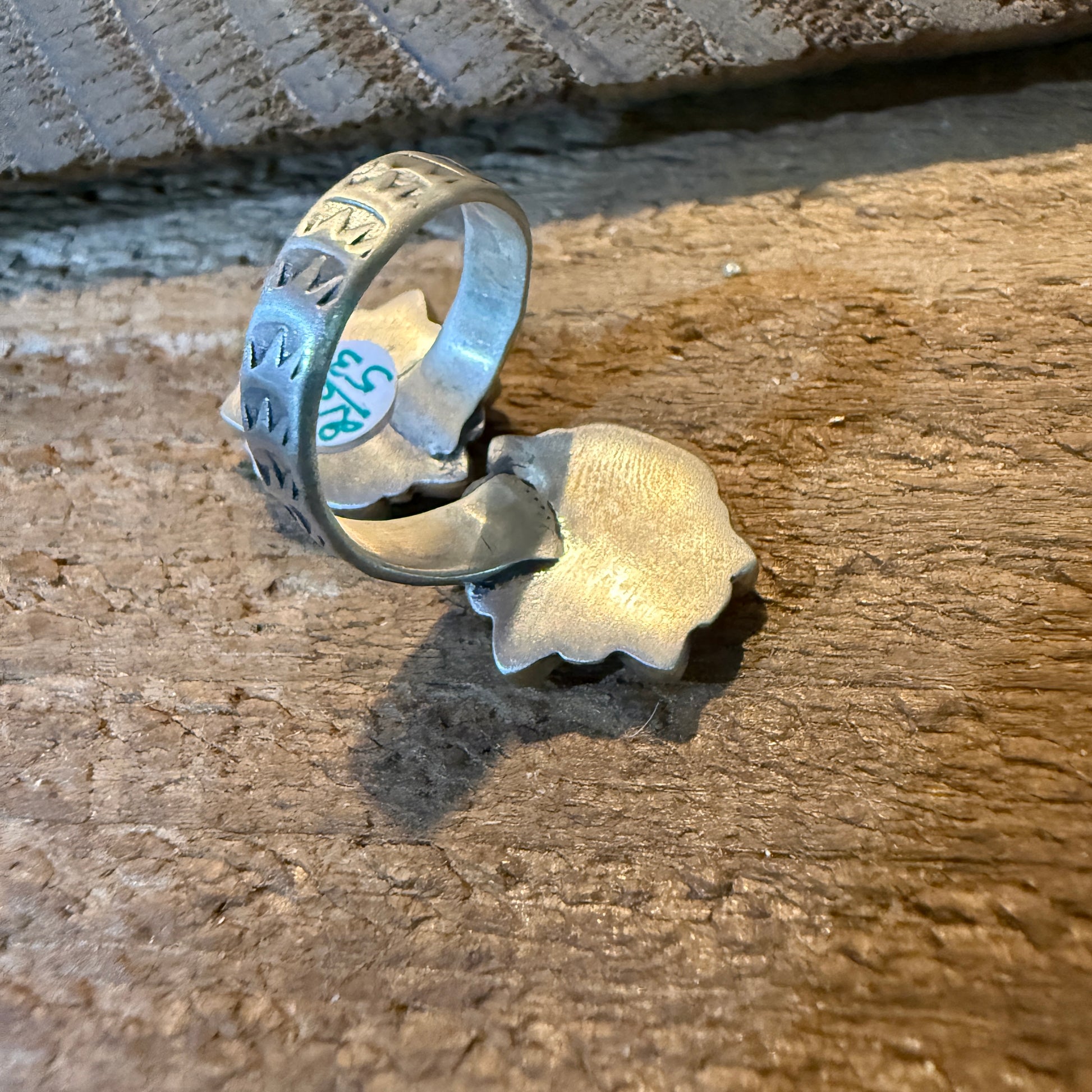Cotton Candy Turquoise Dahlia Gemstone Adjustable Sterling Silver Ring Wild West Boho