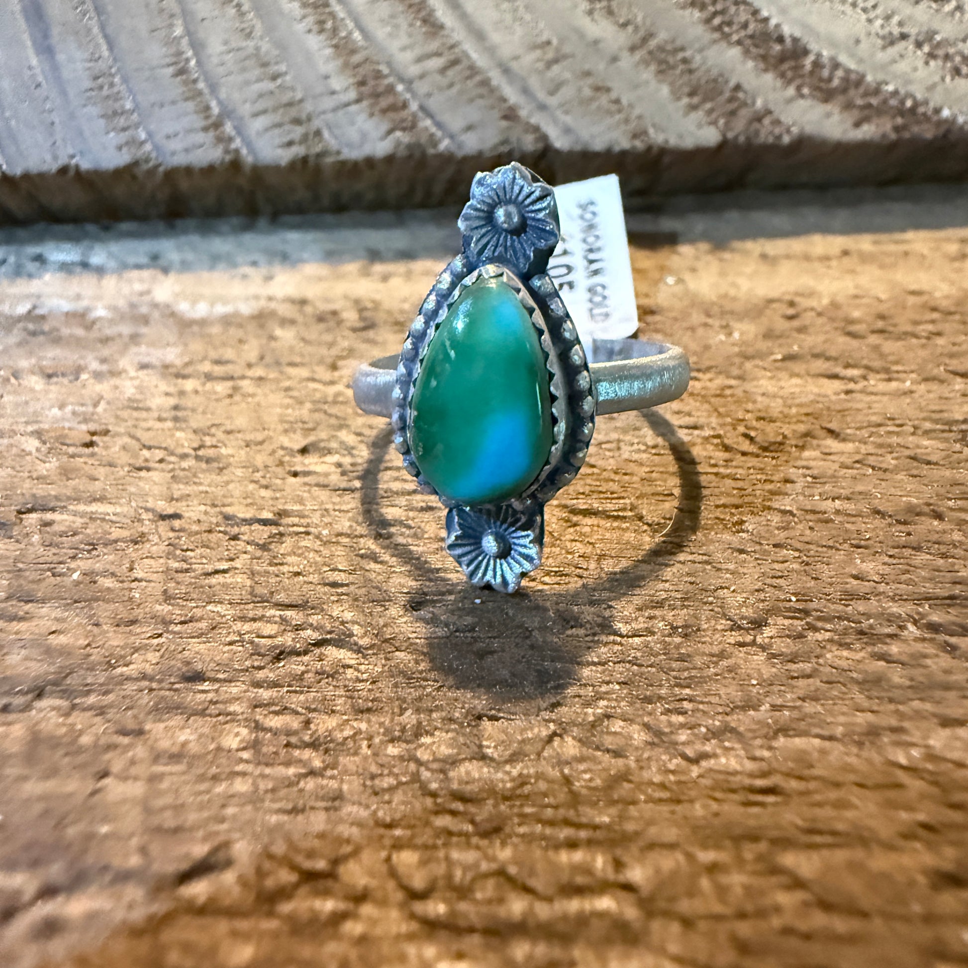 Mohave Style Sonoran Gold Turquoise Gemstone Adjustable Ring Sterling Silver Wild West Boho