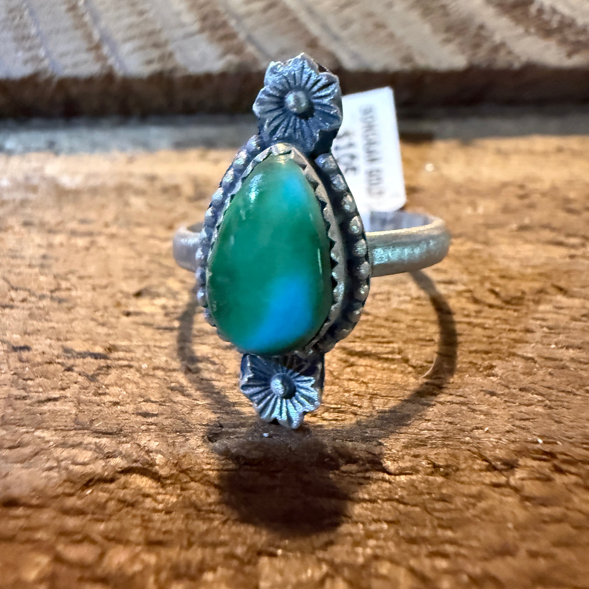 Mohave Style Sonoran Gold Turquoise Gemstone Adjustable Ring Sterling Silver Wild West Boho