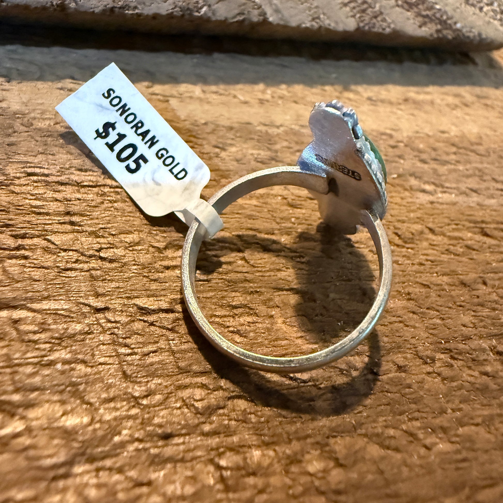 Mohave Style Sonoran Gold Turquoise Gemstone Adjustable Ring Sterling Silver Wild West Boho
