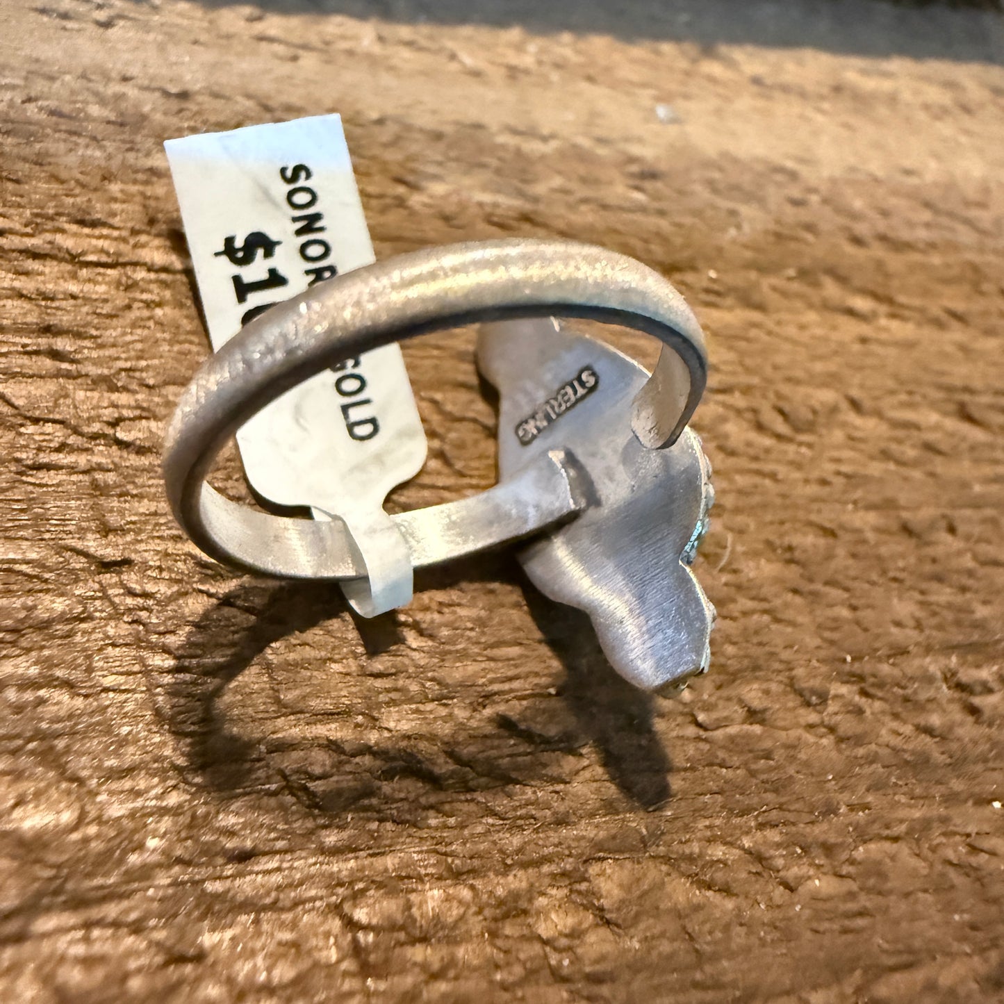 Mohave Style Sonoran Gold Turquoise Gemstone Adjustable Ring Sterling Silver Wild West Boho