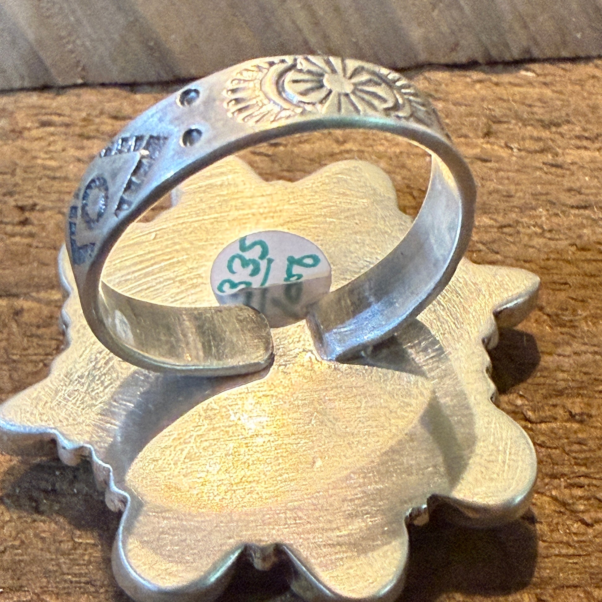 Palomino And Cotton Candy Dahlia Turquoise Gemstones Cluster Flex Ring Sterling Wild West Boho