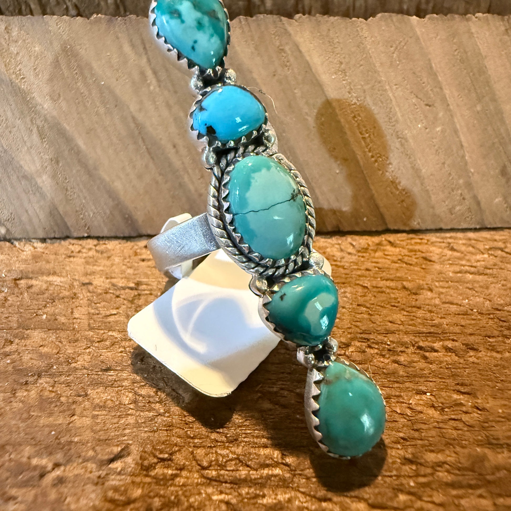 Pilot Mountain Turquoise Adjustable Gemstone Sterling Silver Statement Ring Wild West Boho