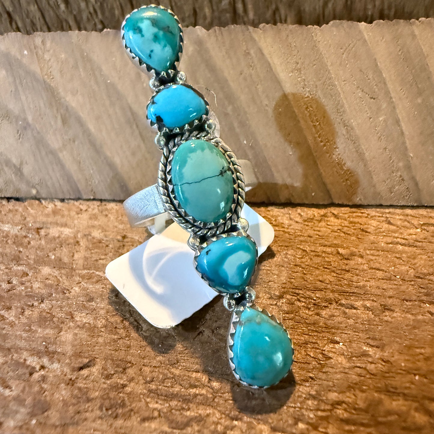 Pilot Mountain Turquoise Adjustable Gemstone Sterling Silver Statement Ring Wild West Boho
