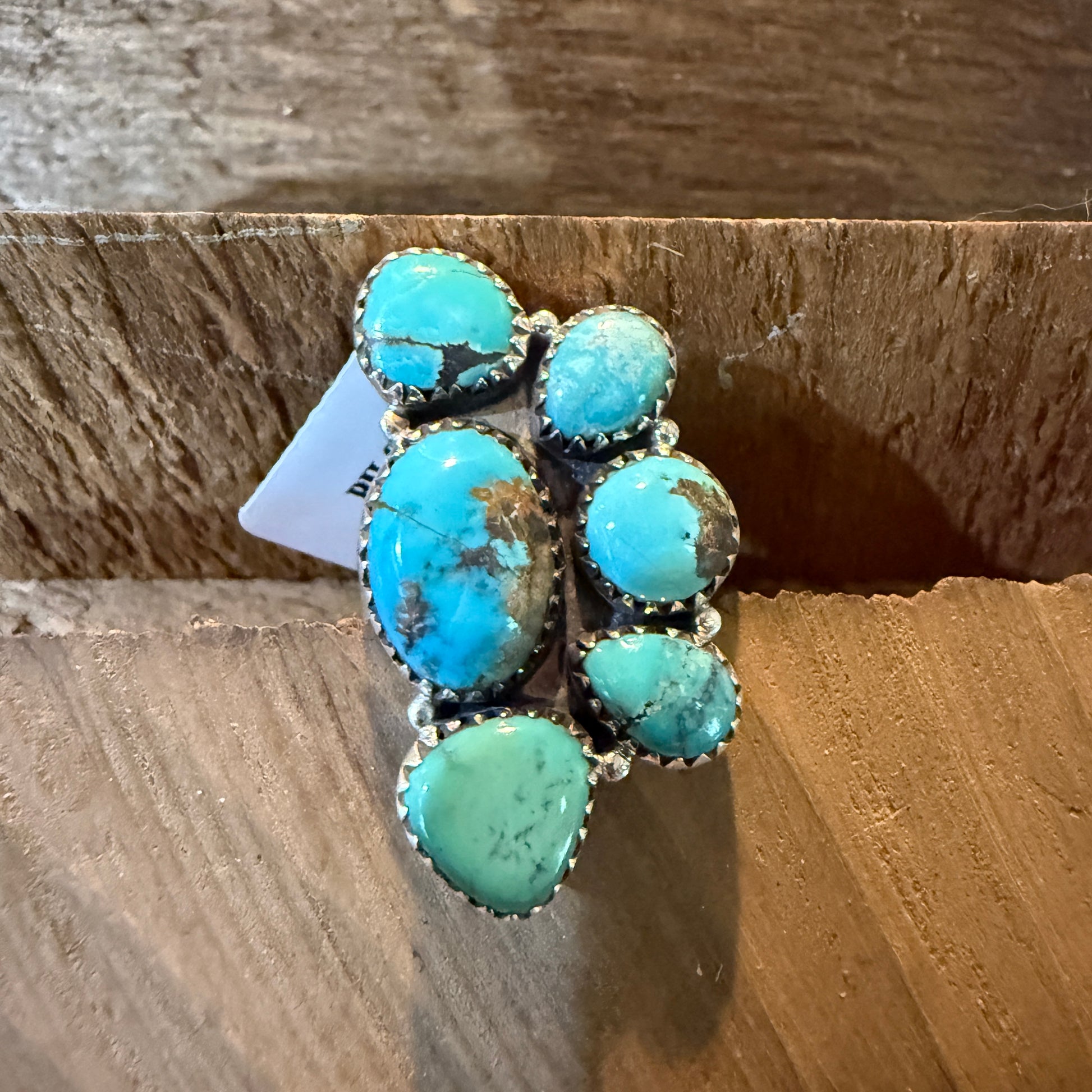 Pilot Mountain Turquoise Gemstone Adjustable Statement Ring Sterling Silver Wild West Boho