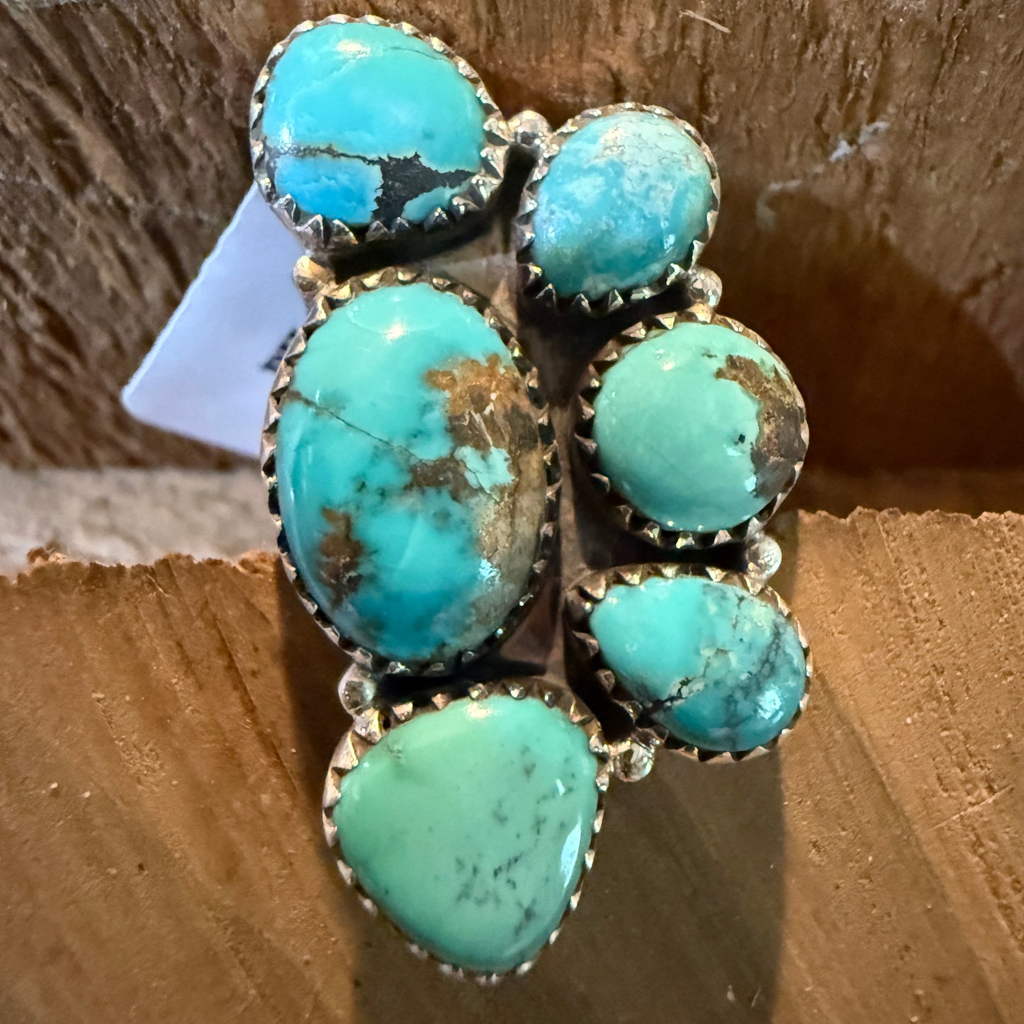 Pilot Mountain Turquoise Gemstone Adjustable Statement Ring Sterling Silver Wild West Boho