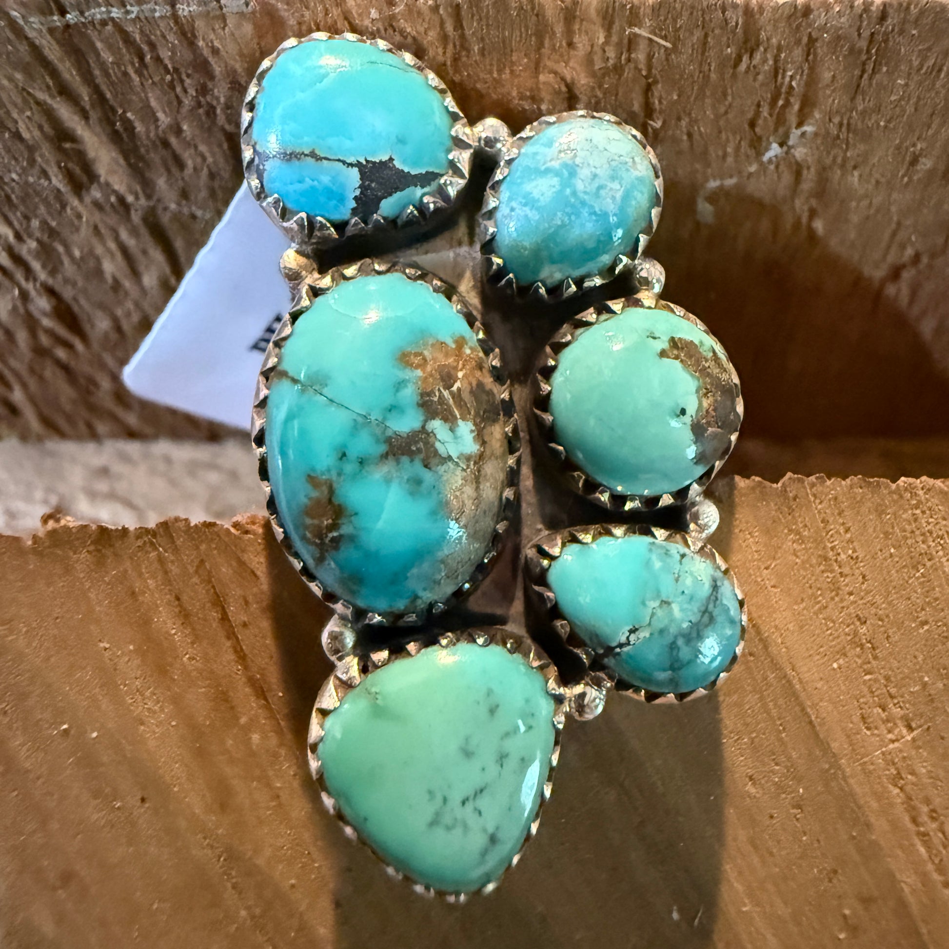Pilot Mountain Turquoise Gemstone Adjustable Statement Ring Sterling Silver Wild West Boho