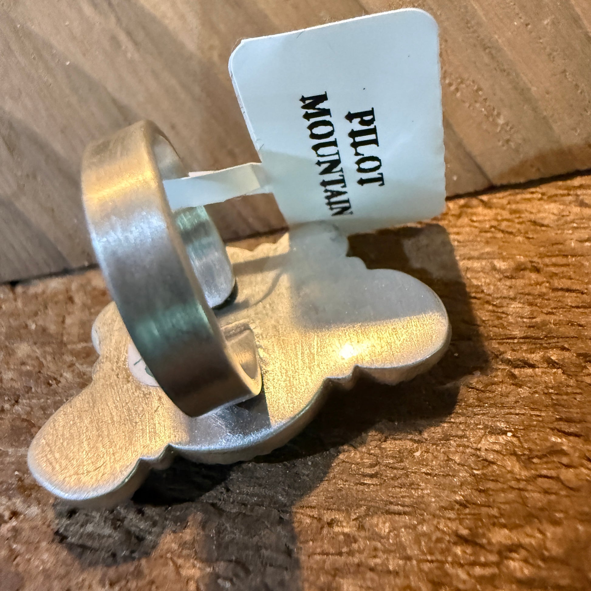 Pilot Mountain Turquoise Gemstone Adjustable Statement Ring Sterling Silver Wild West Boho