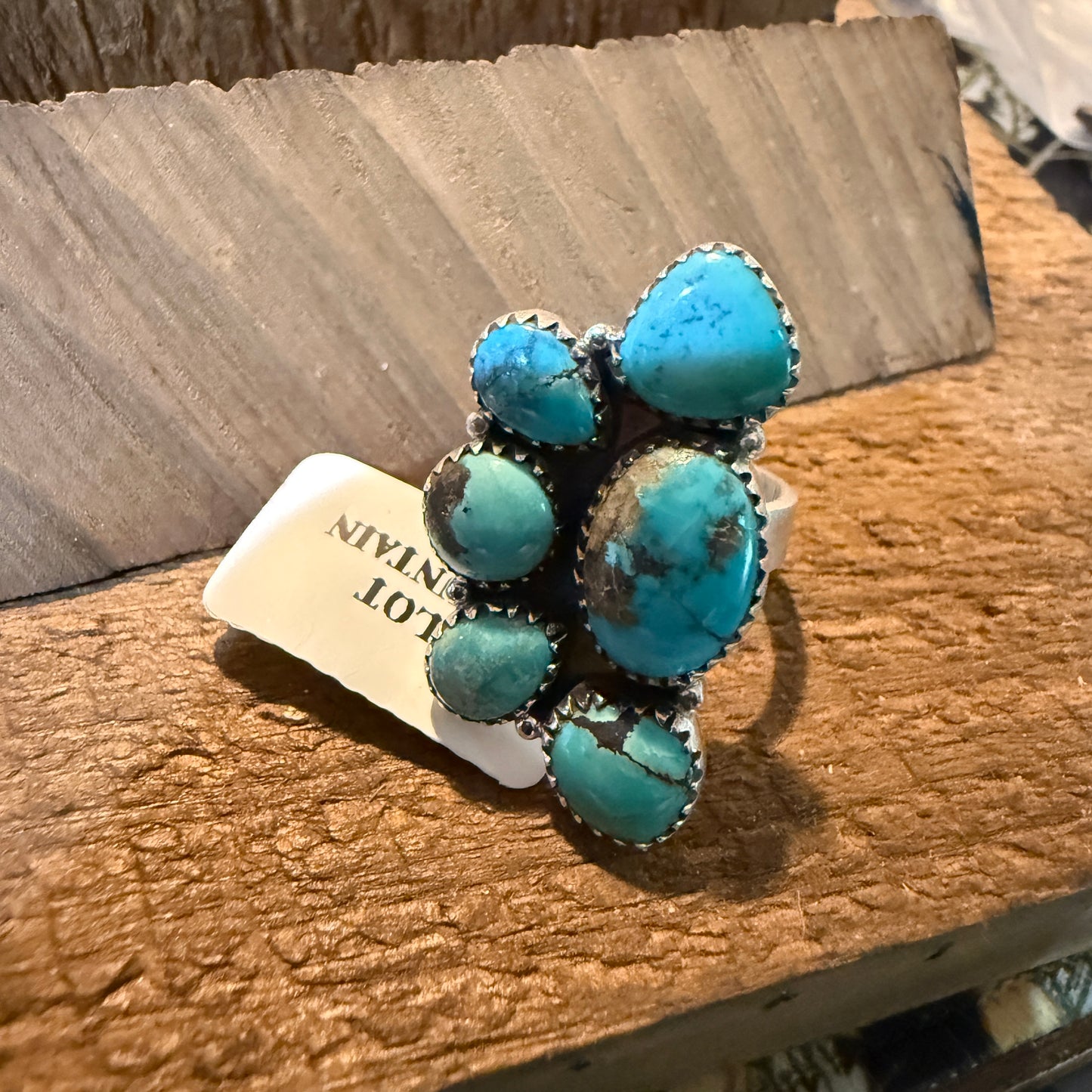 Pilot Mountain Turquoise Gemstone Adjustable Statement Ring Sterling Silver Wild West Boho