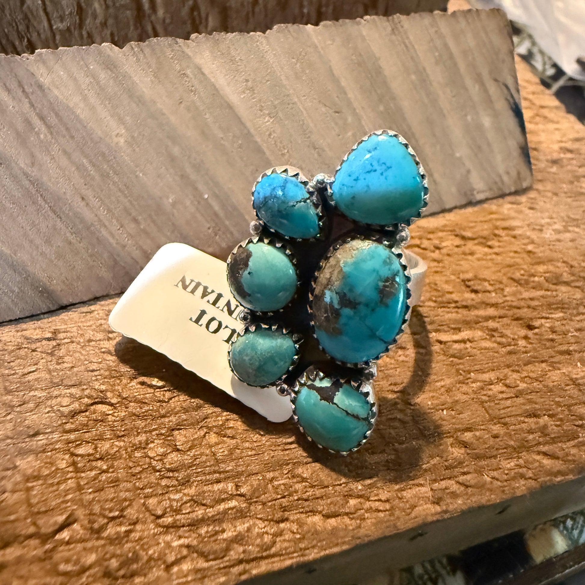 Pilot Mountain Turquoise Gemstone Adjustable Statement Ring Sterling Silver Wild West Boho