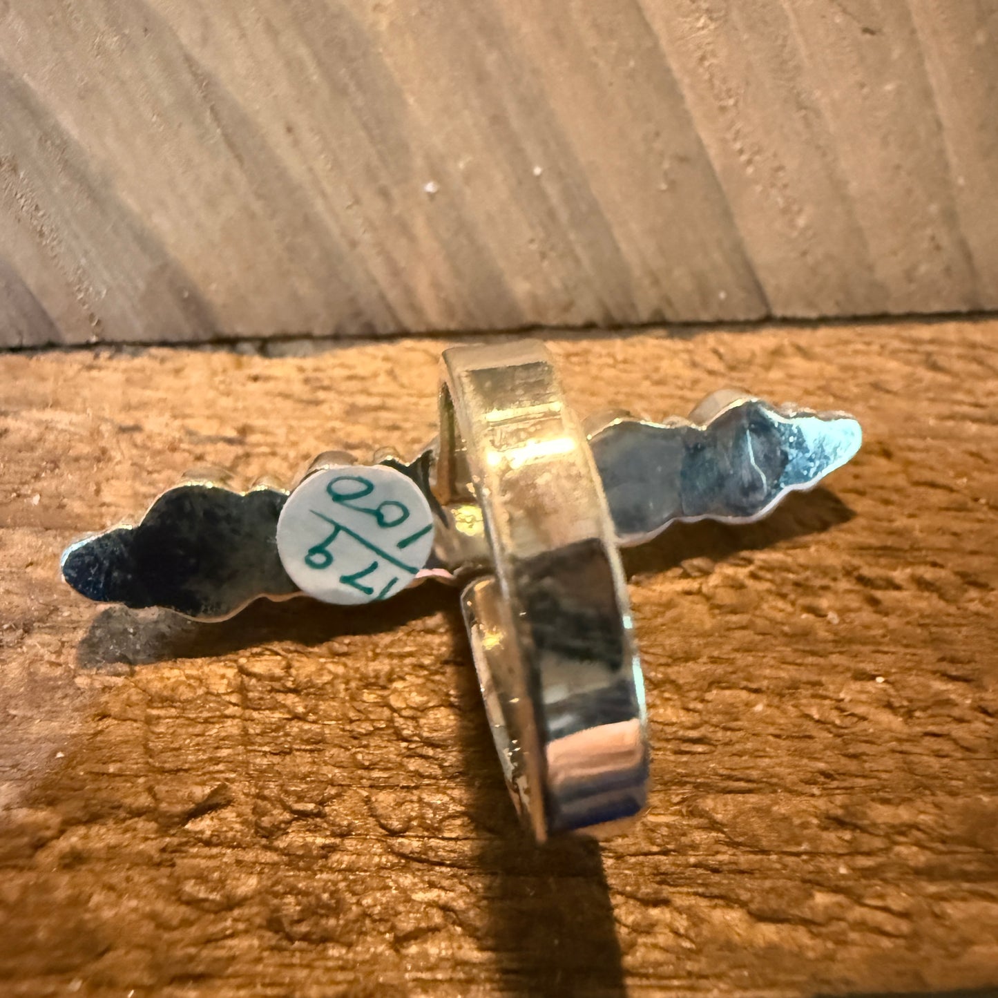 Mohave Style Pilot Mountain Turquoise Adjustable Ring Sterling Silver Wild West Boho