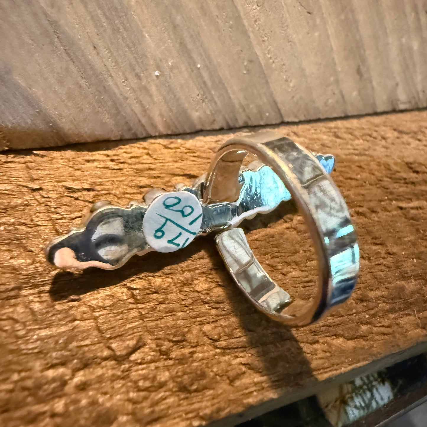 Mohave Style Pilot Mountain Turquoise Adjustable Ring Sterling Silver Wild West Boho