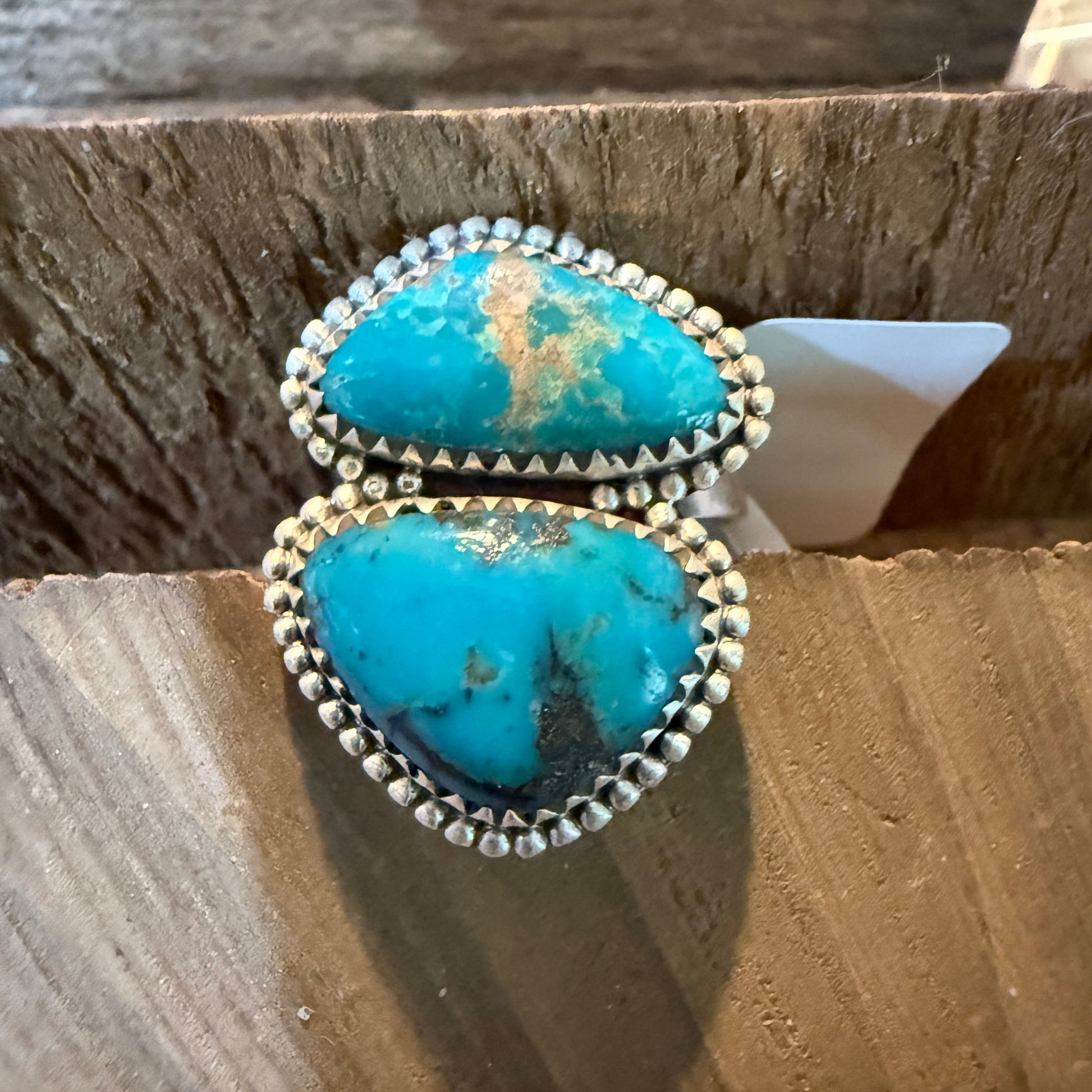 Mohave Style Pilot Mountain Turquoise Gemstone Adjustable Ring Sterling Silver Wild West Boho