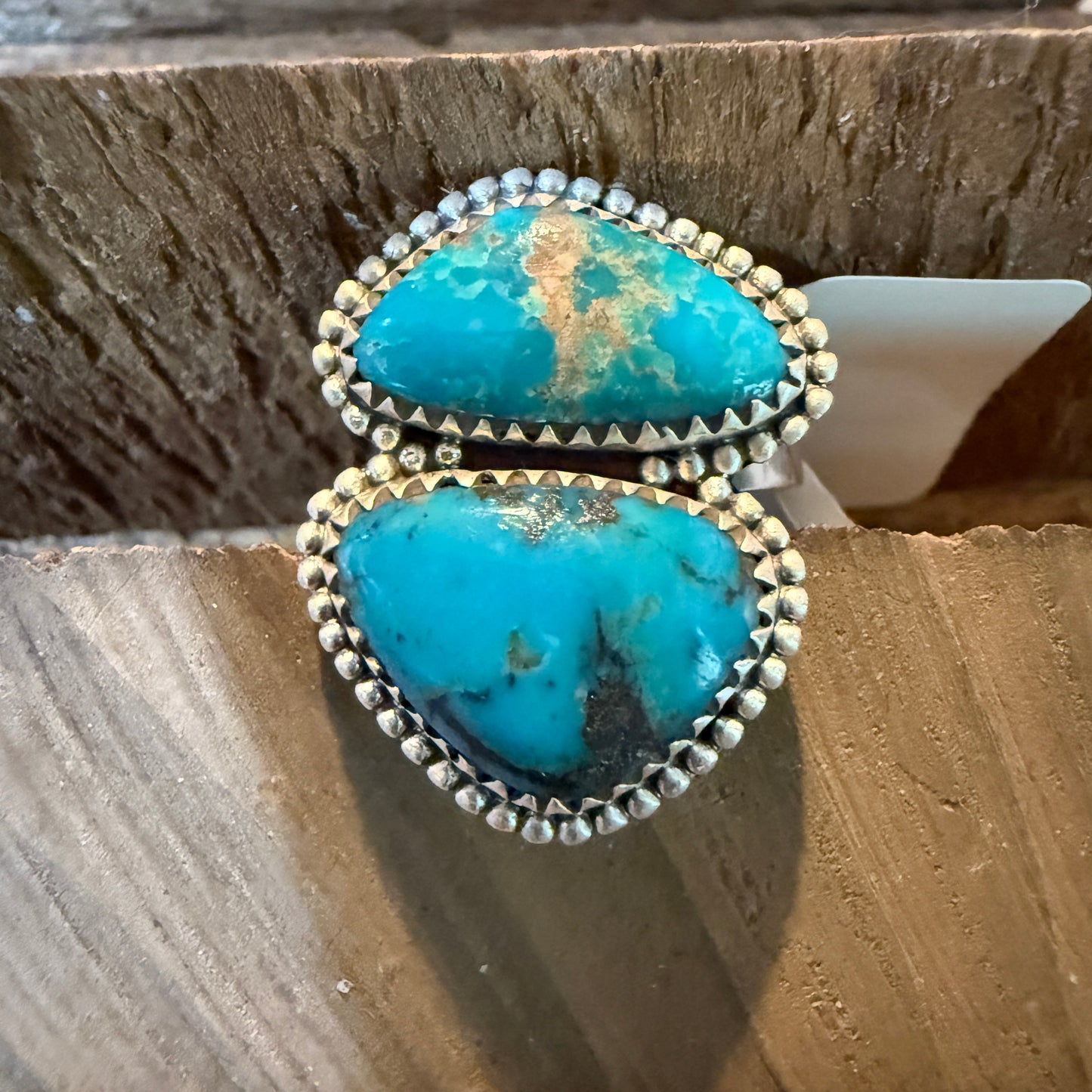 Mohave Style Pilot Mountain Turquoise Gemstone Adjustable Ring Sterling Silver Wild West Boho