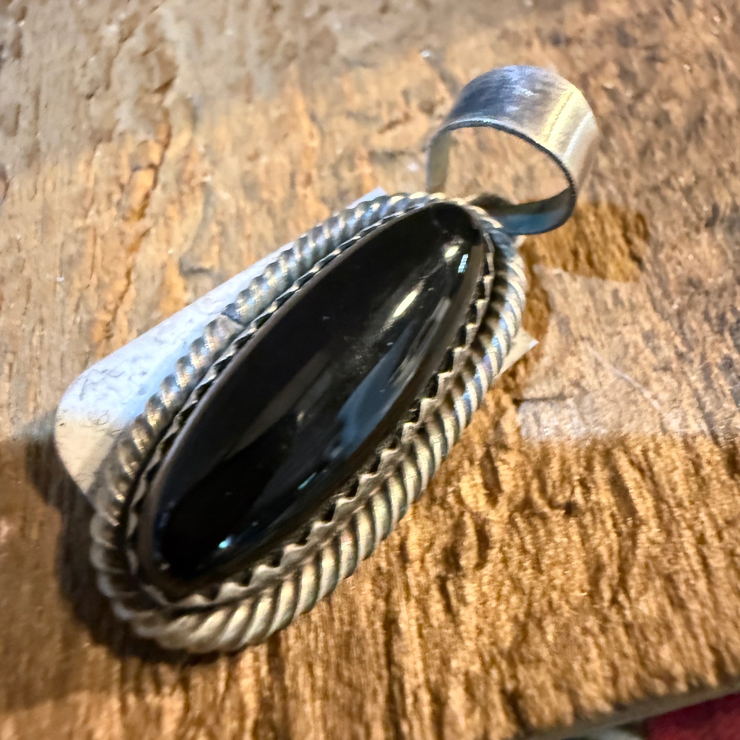 Signed Scott Skeets Black Onyx Pendant In Sterling Silver Wild West Boho