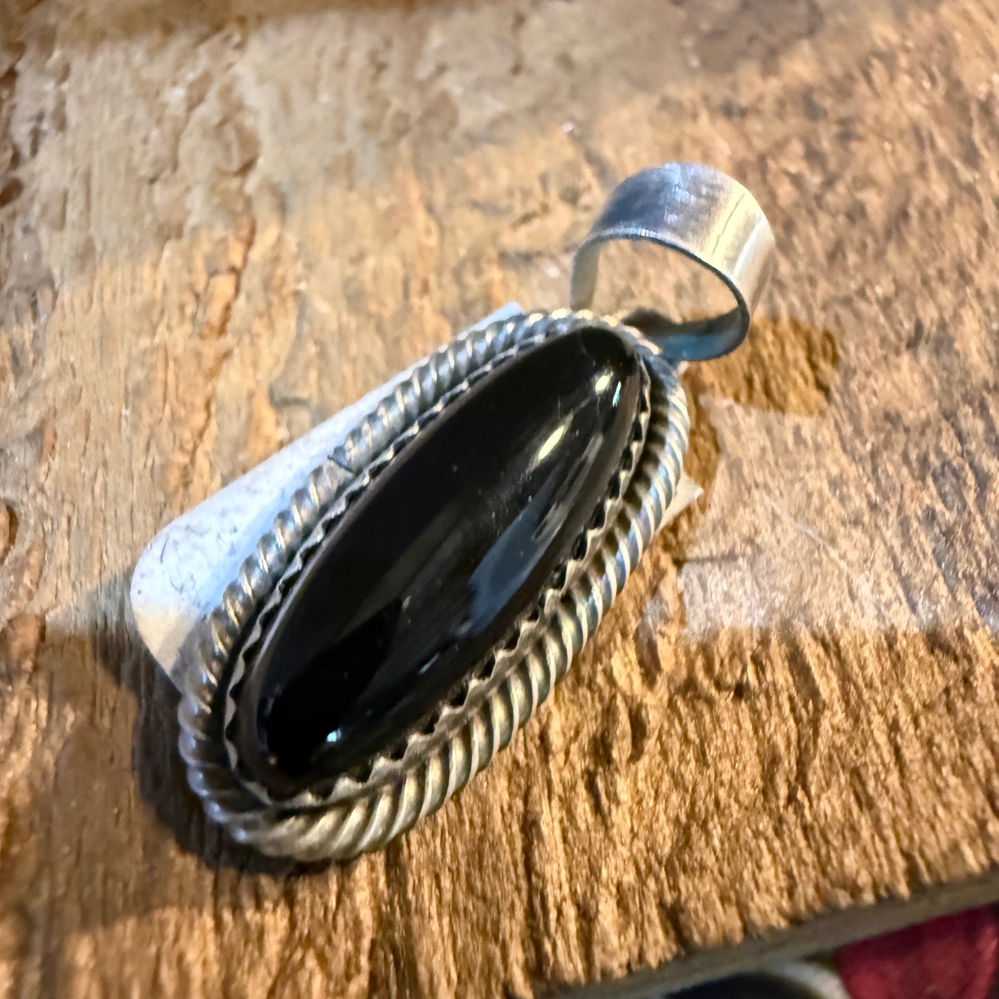 Signed Scott Skeets Black Onyx Pendant In Sterling Silver Wild West Boho