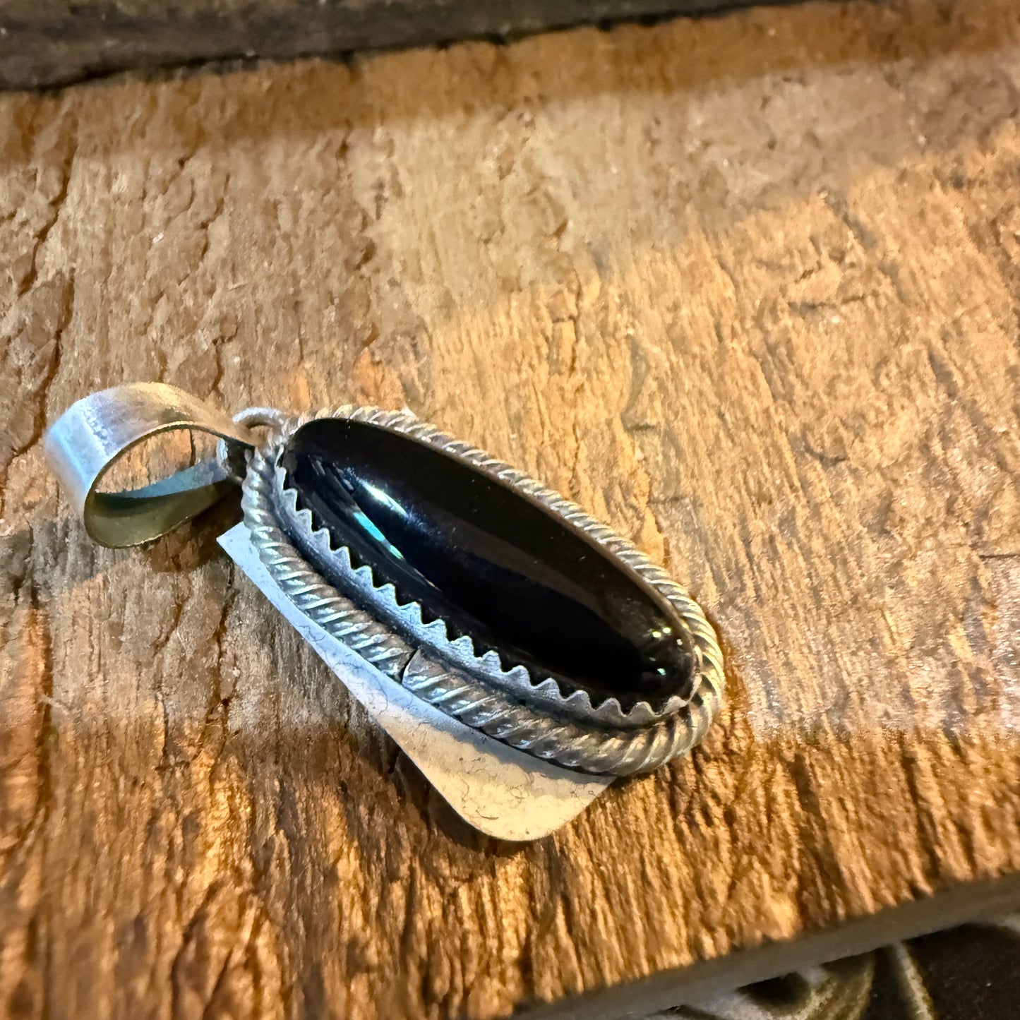 Signed Scott Skeets Black Onyx Pendant In Sterling Silver Wild West Boho