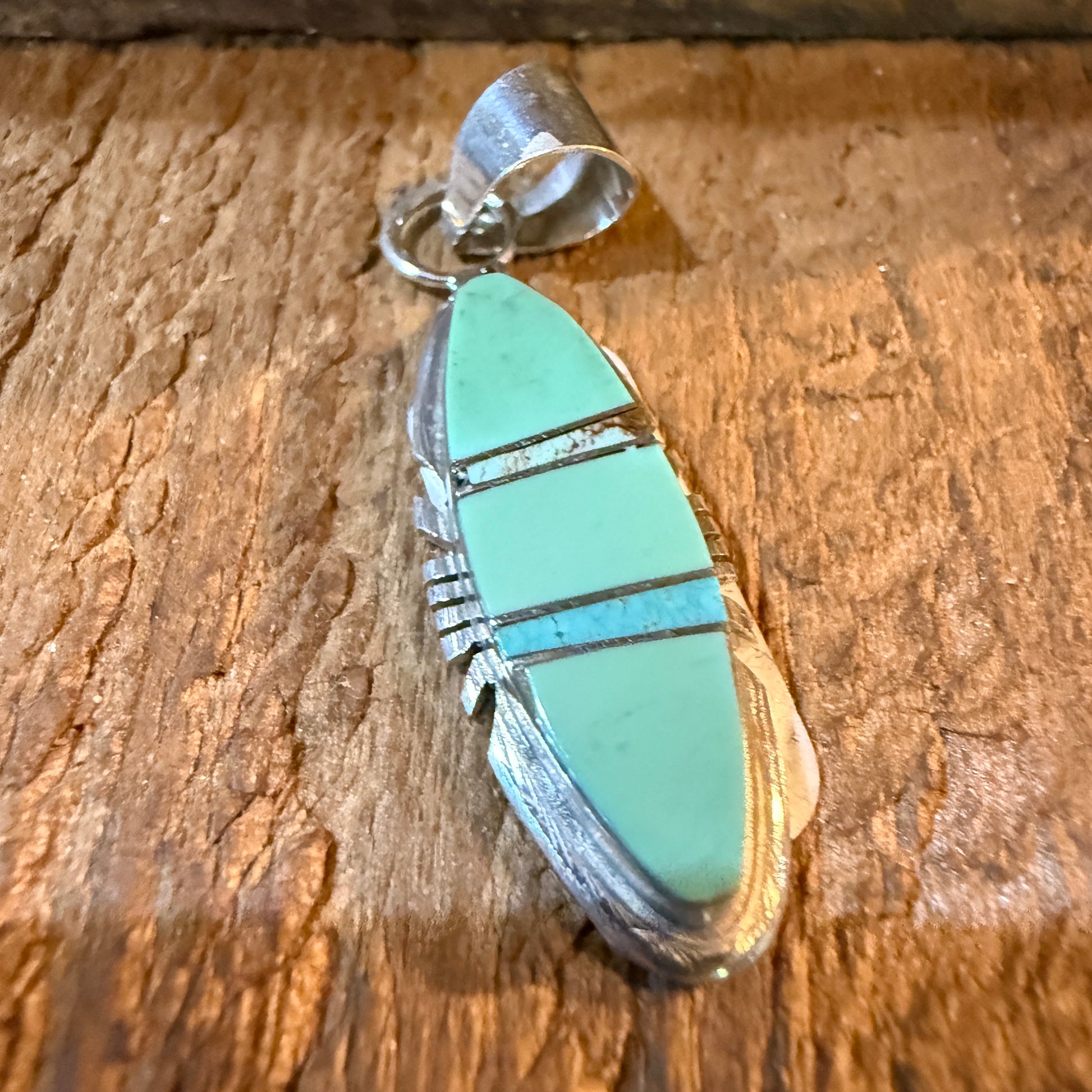 Brandon Etcitty Navajo Style Turquoise Pendant Sterling Silver Number 8 Wild West Boho