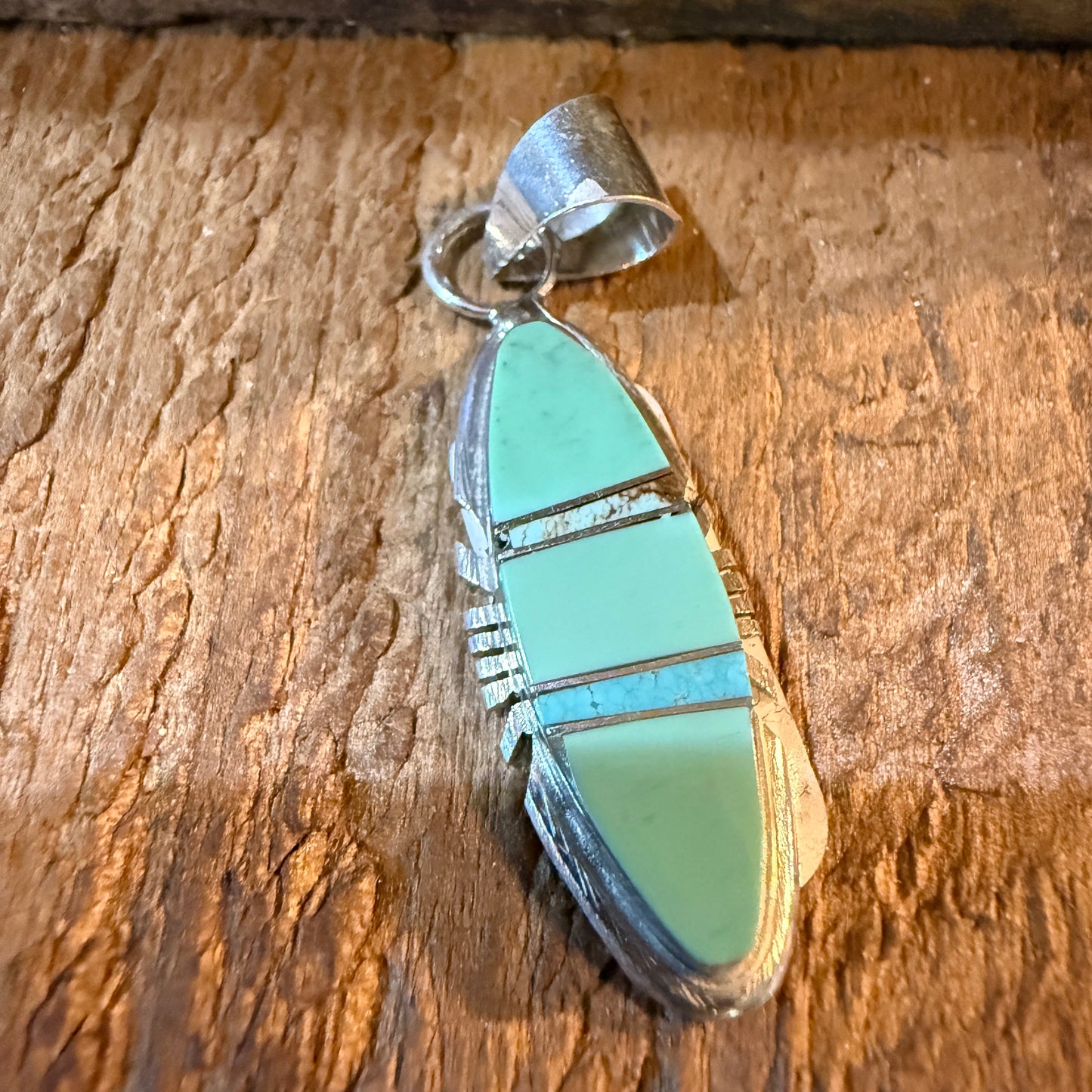 Brandon Etcitty Navajo Style Turquoise Pendant Sterling Silver Number 8 Wild West Boho