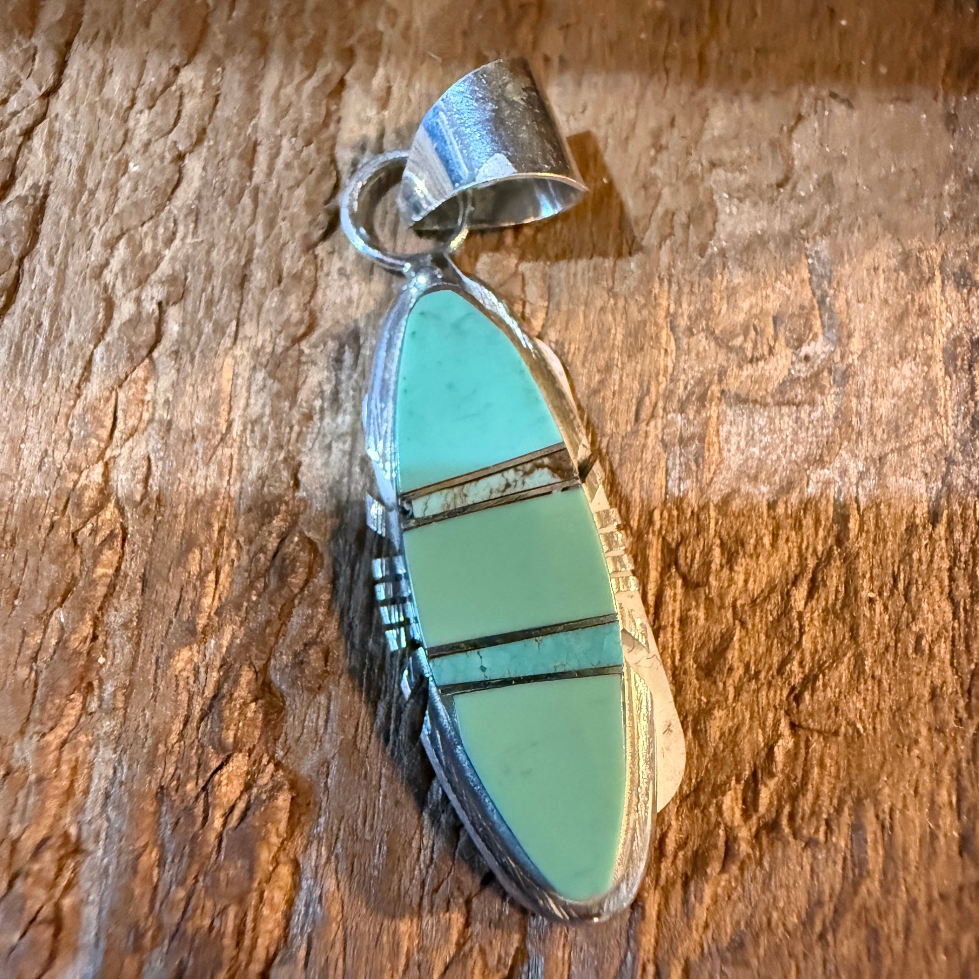 Brandon Etcitty Navajo Style Turquoise Pendant Sterling Silver Number 8 Wild West Boho