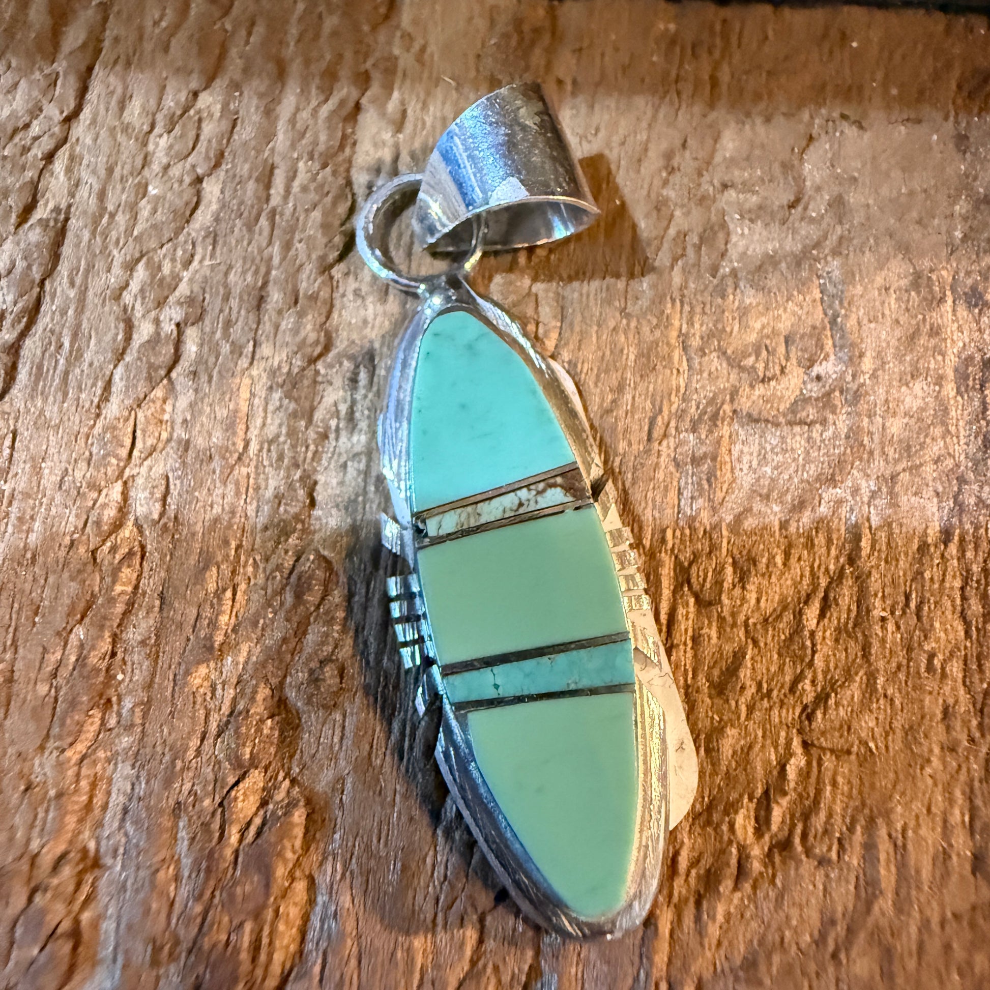 Brandon Etcitty Navajo Style Turquoise Pendant Sterling Silver Number 8 Wild West Boho
