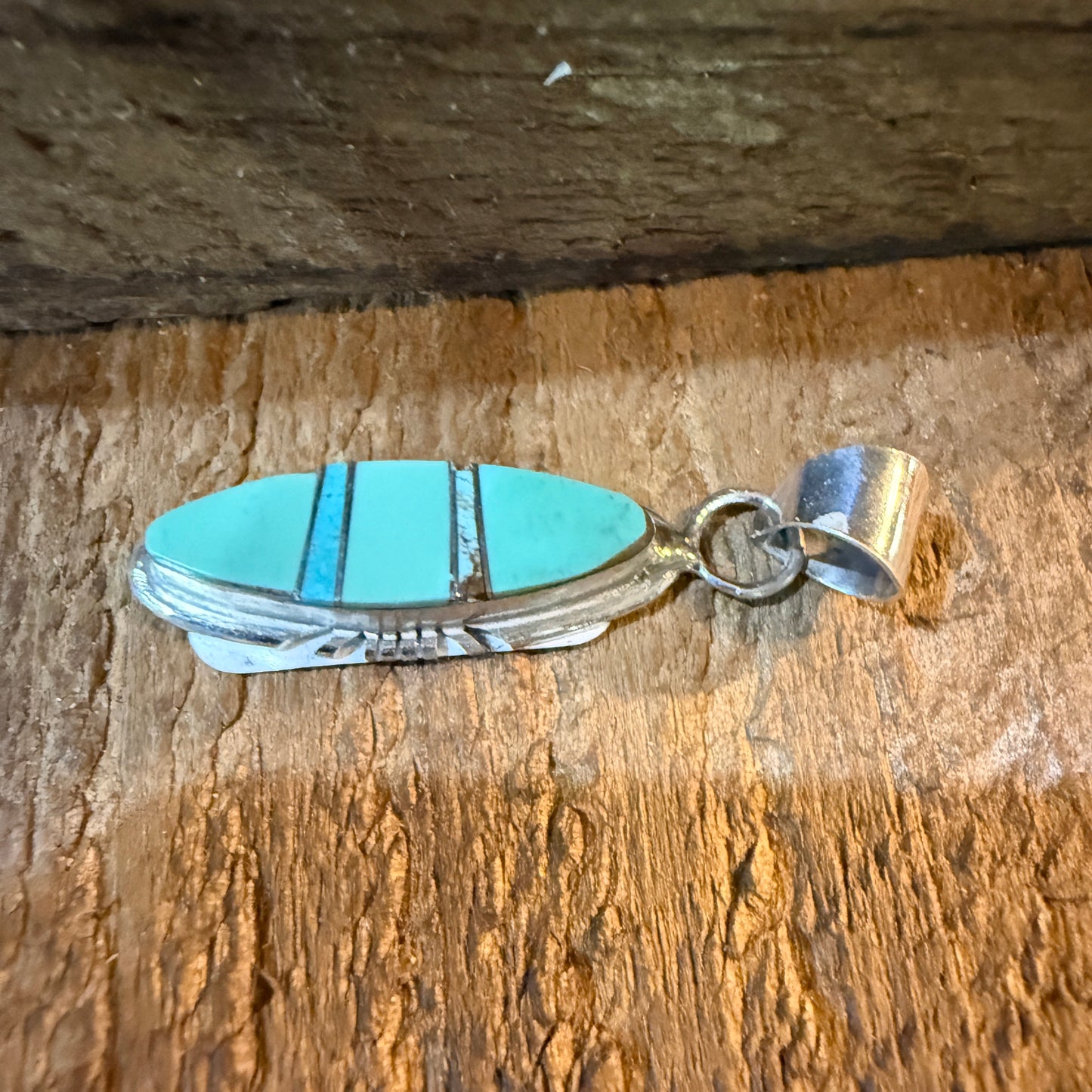Brandon Etcitty Navajo Style Turquoise Pendant Sterling Silver Number 8 Wild West Boho