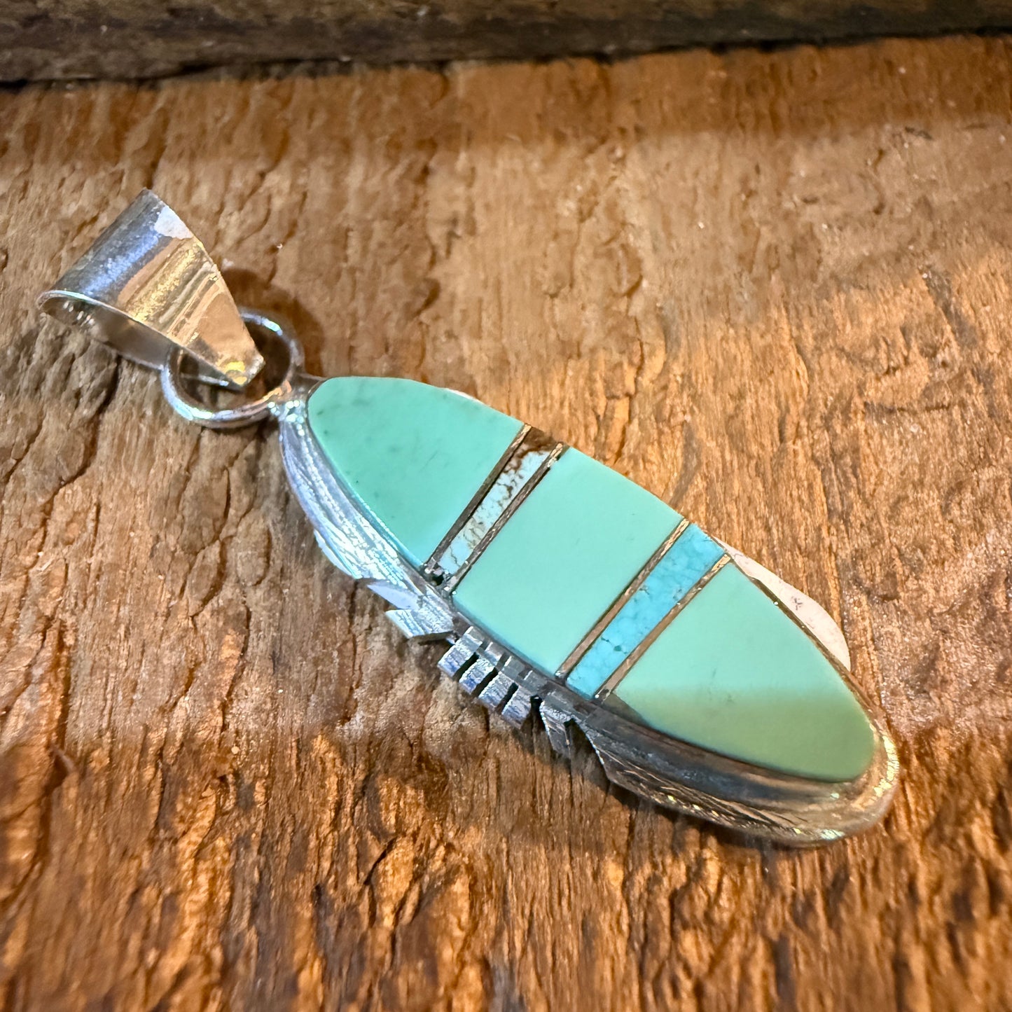 Brandon Etcitty Navajo Style Turquoise Pendant Sterling Silver Number 8 Wild West Boho