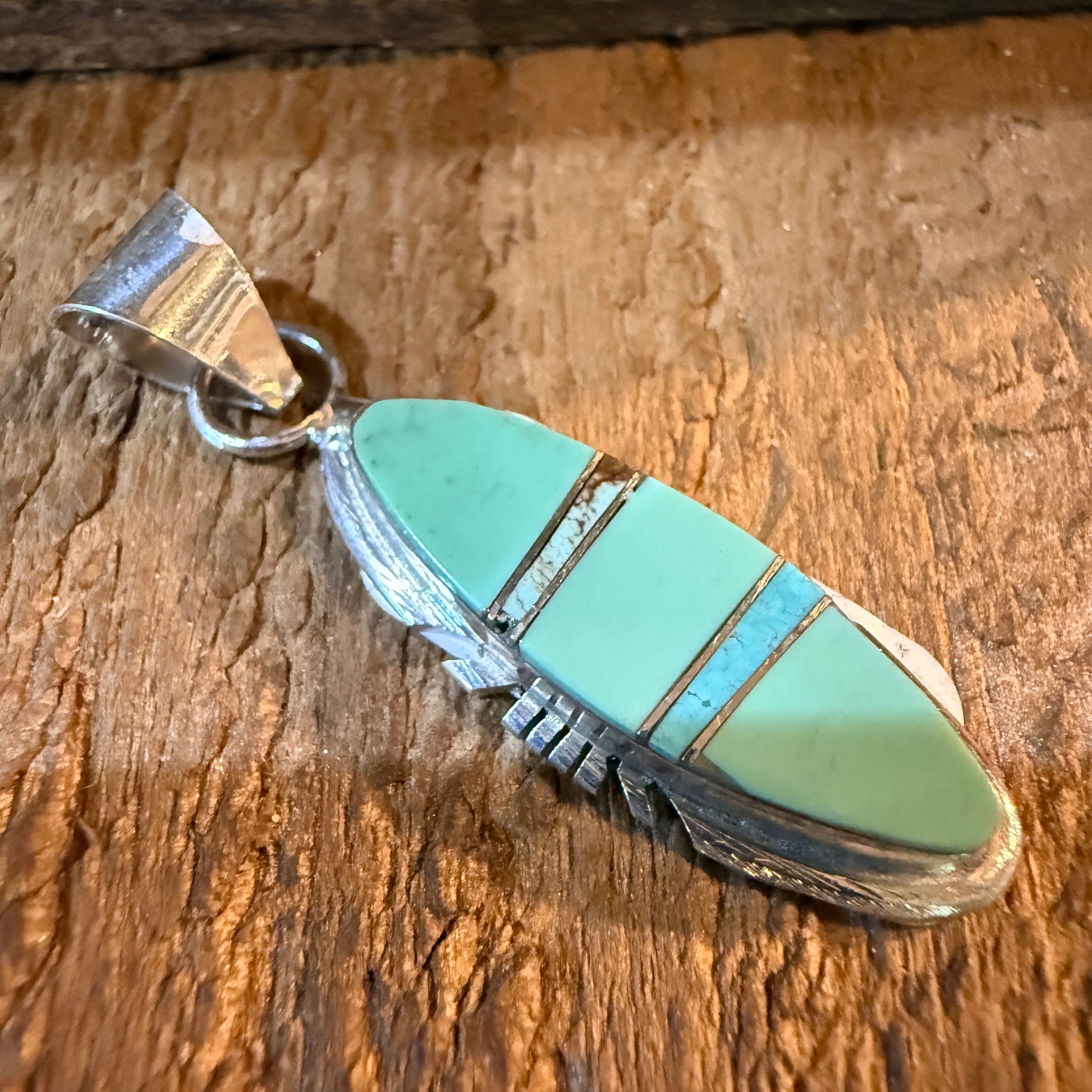 Brandon Etcitty Navajo Style Turquoise Pendant Sterling Silver Number 8 Wild West Boho