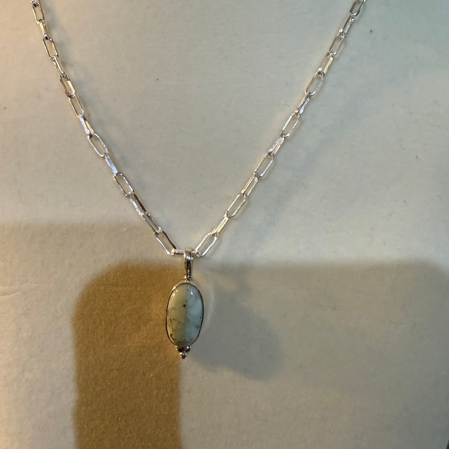 Paloma Turquoise Gemstone Necklace 20 Inch Paperclip Chain Sterling Silver Wild West Boho