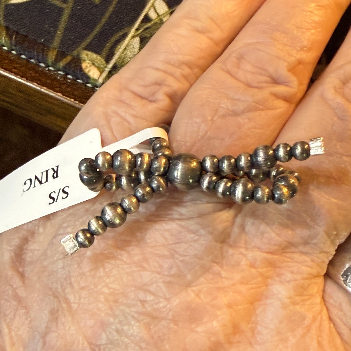 Sterling Silver Desert Pearl Bow Stretch Ring Size 7 Plus Wild West Boho