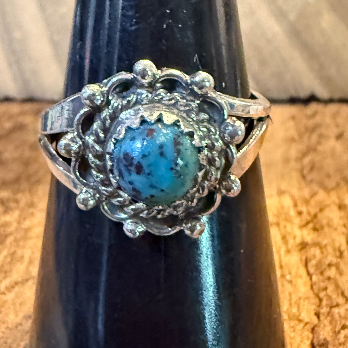 Navajo Kingman Turquoise Ring Sterling Silver Size 7 Theresa Smith Wild West Boho