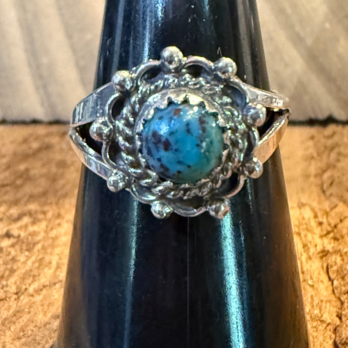 Navajo Kingman Turquoise Ring Sterling Silver Size 7 Theresa Smith Wild West Boho