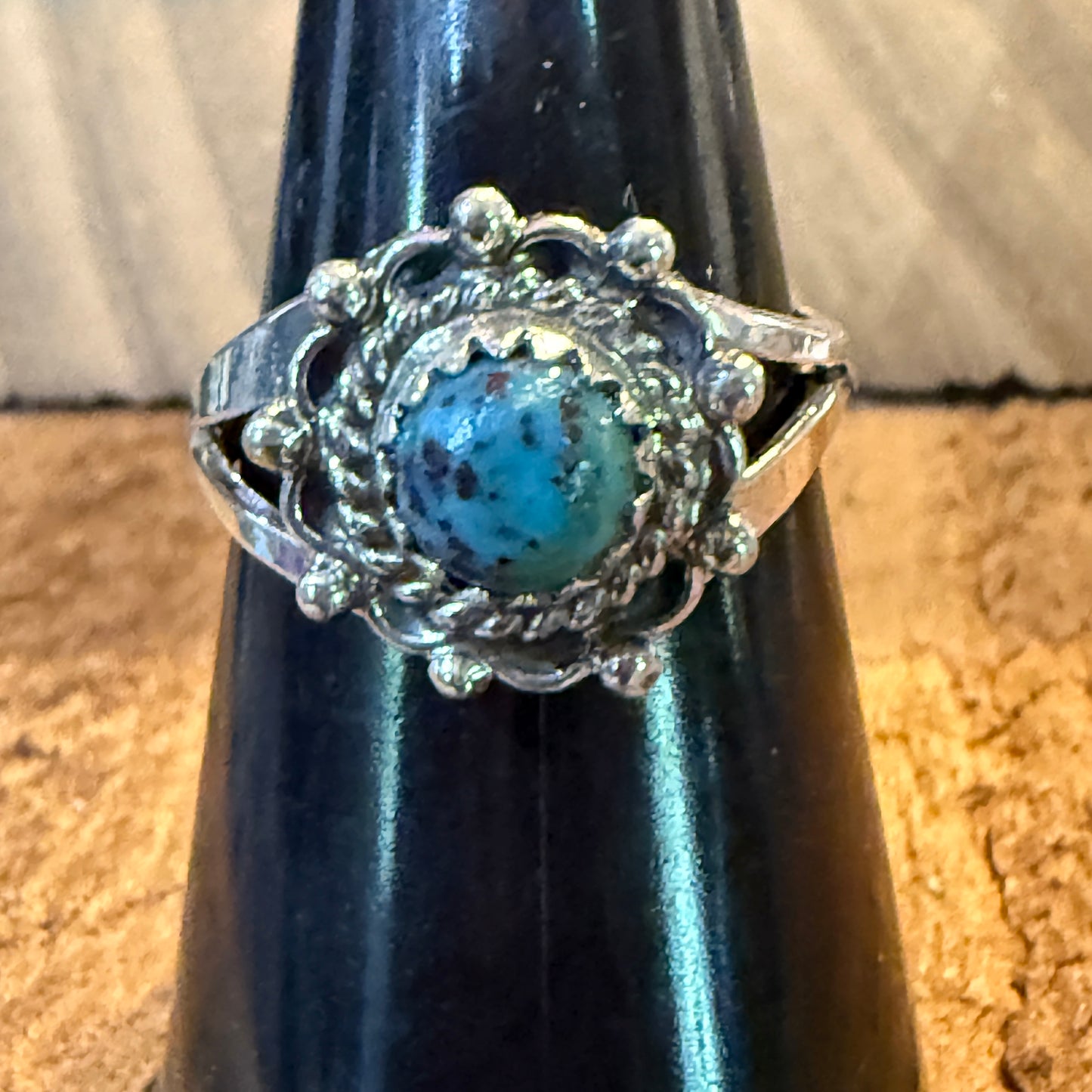 Navajo Kingman Turquoise Ring Sterling Silver Size 7 Theresa Smith Wild West Boho