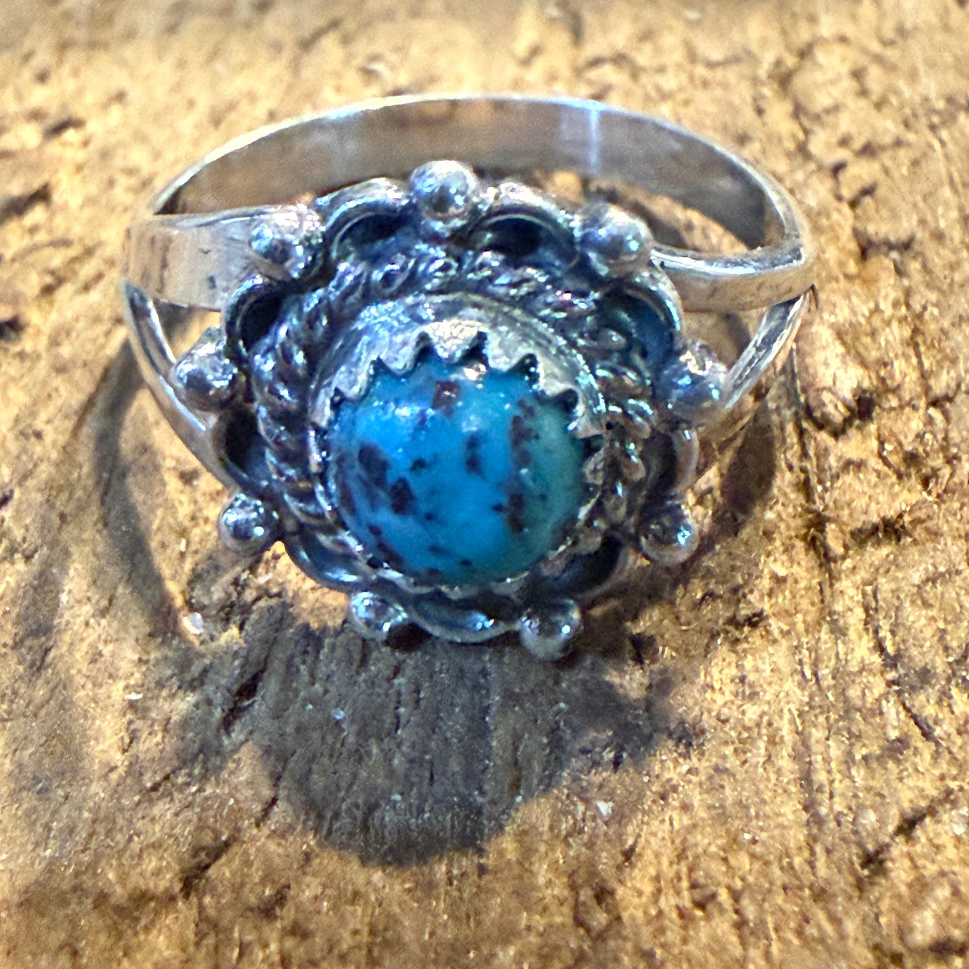 Navajo Kingman Turquoise Ring Sterling Silver Size 7 Theresa Smith Wild West Boho