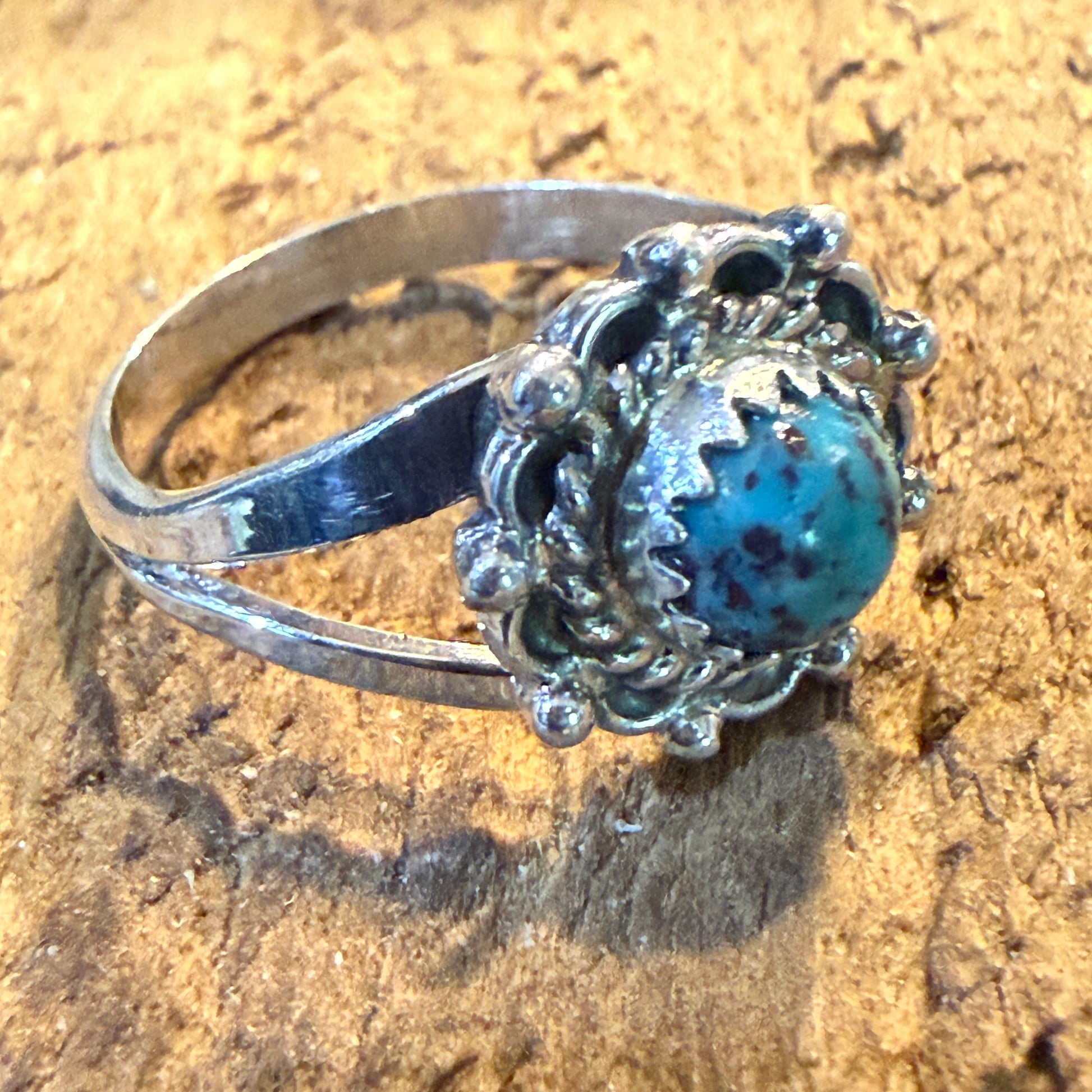 Navajo Kingman Turquoise Ring Sterling Silver Size 7 Theresa Smith Wild West Boho