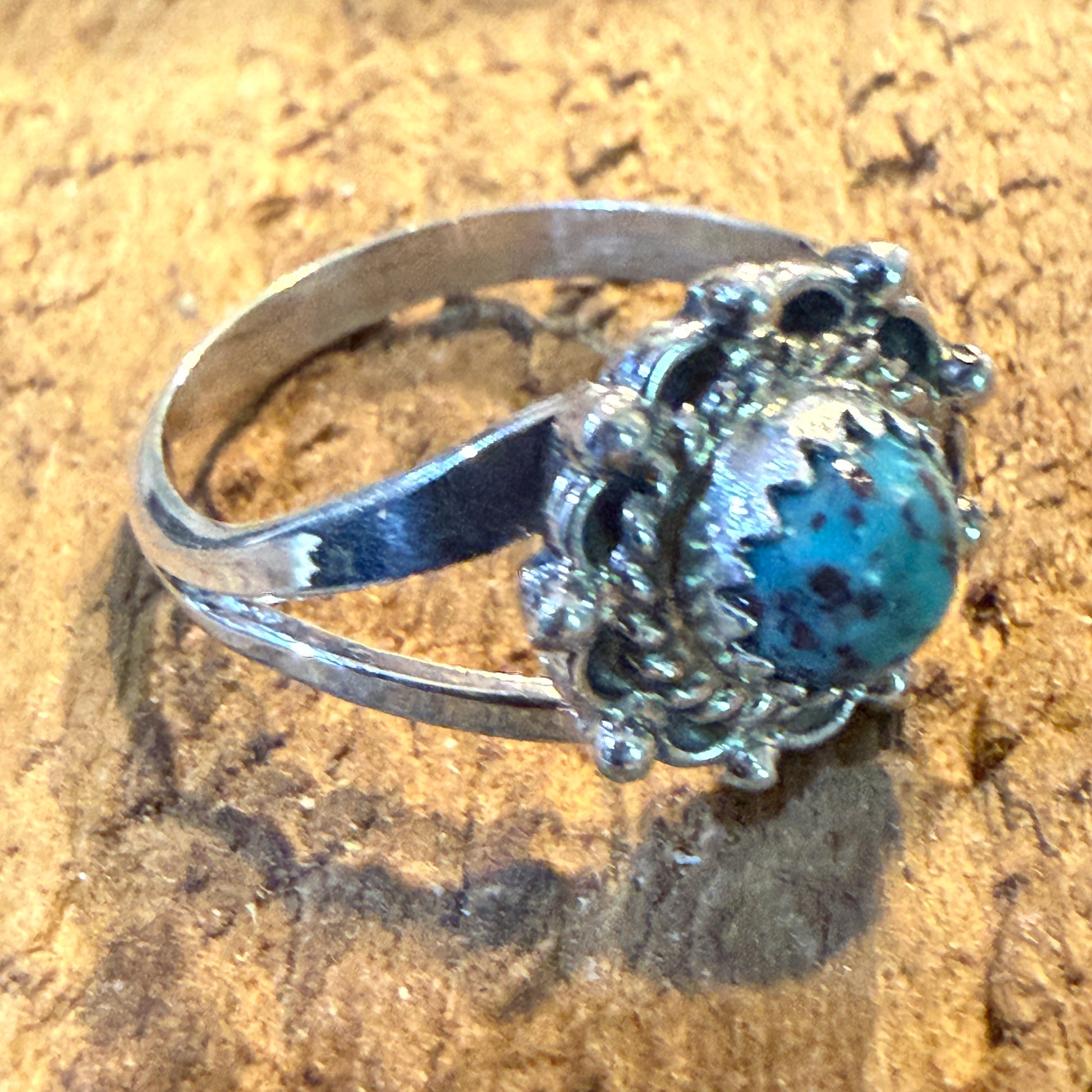Navajo Kingman Turquoise Ring Sterling Silver Size 7 Theresa Smith Wild West Boho