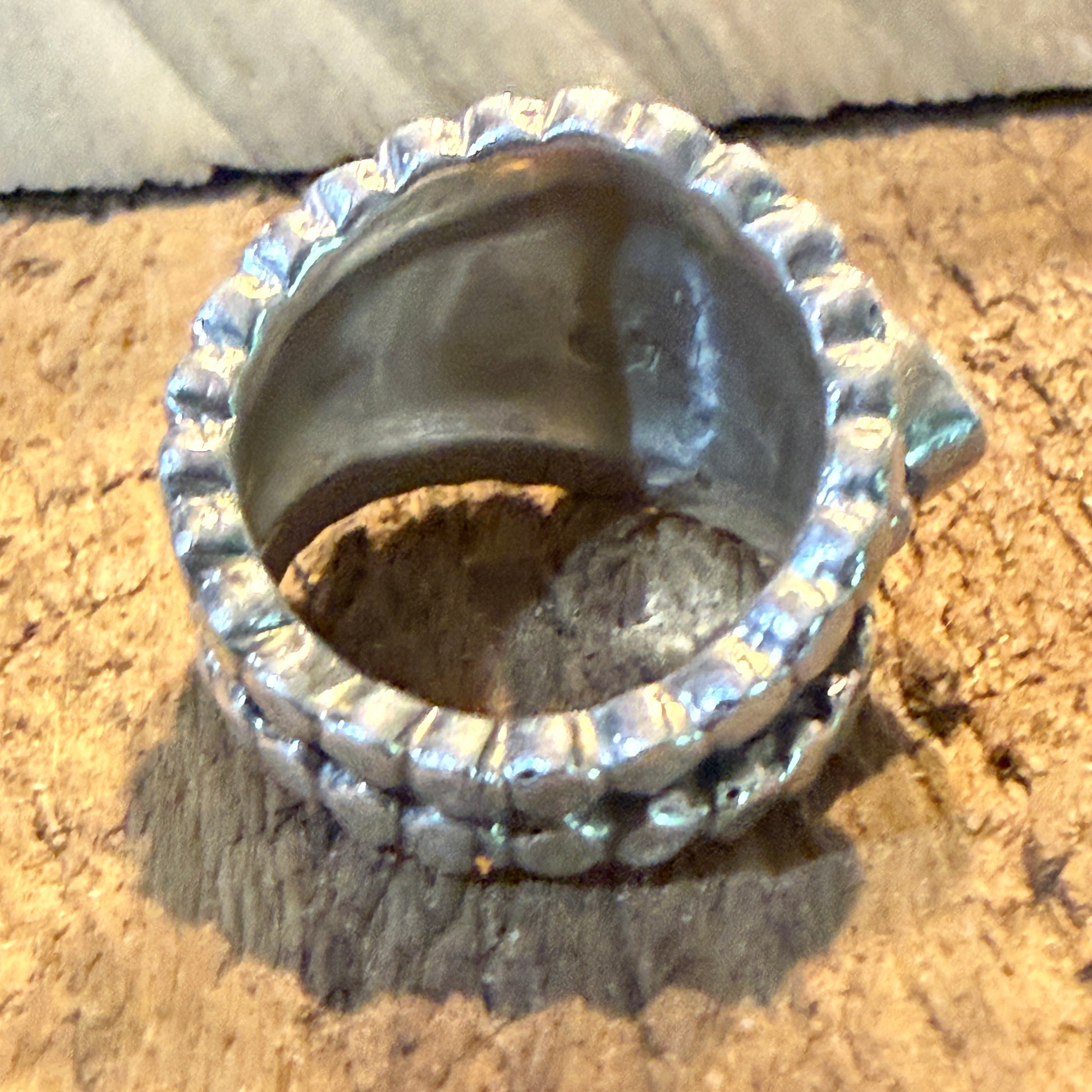 Native Style Kingman Turquoise and Coral Sterling Silver Ring Size 6 Wild West Boho
