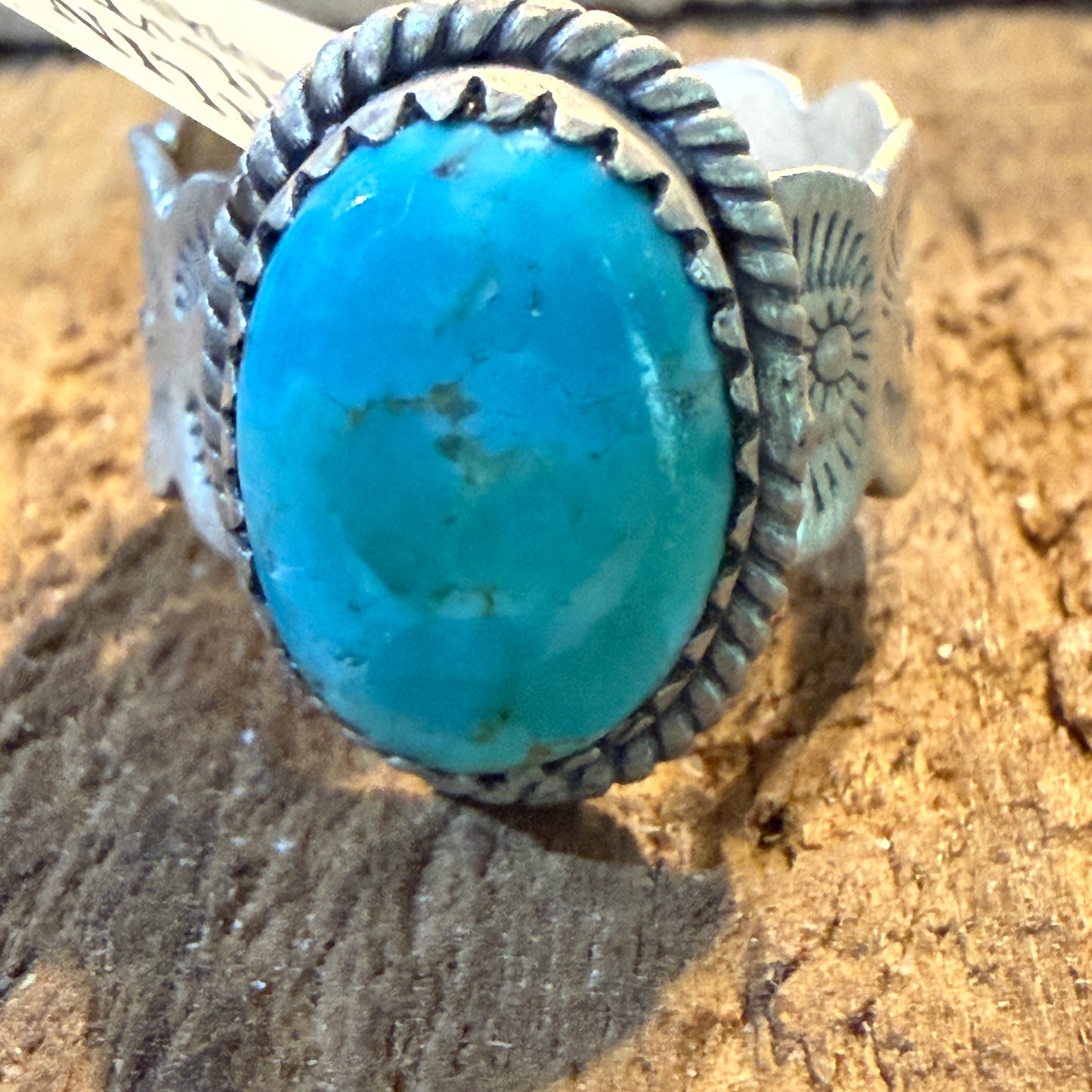 Mojave Turquoise Gemstone Cigar Band Adjustable Ring Sterling Silver Wild West Boho