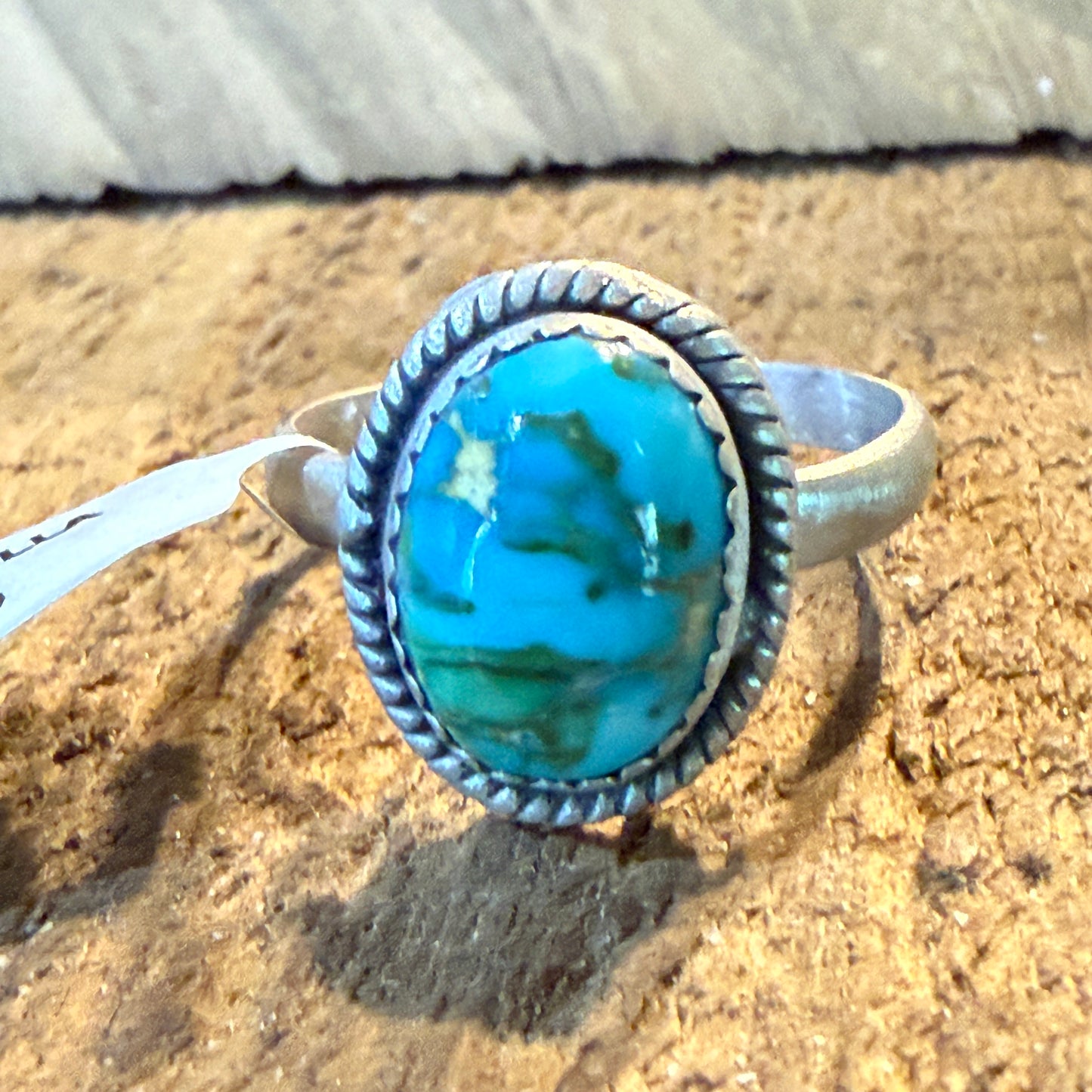 Turquoise Gemstone Adjustable Ring Sterling Silver By Seyara Bella Wild West Boho